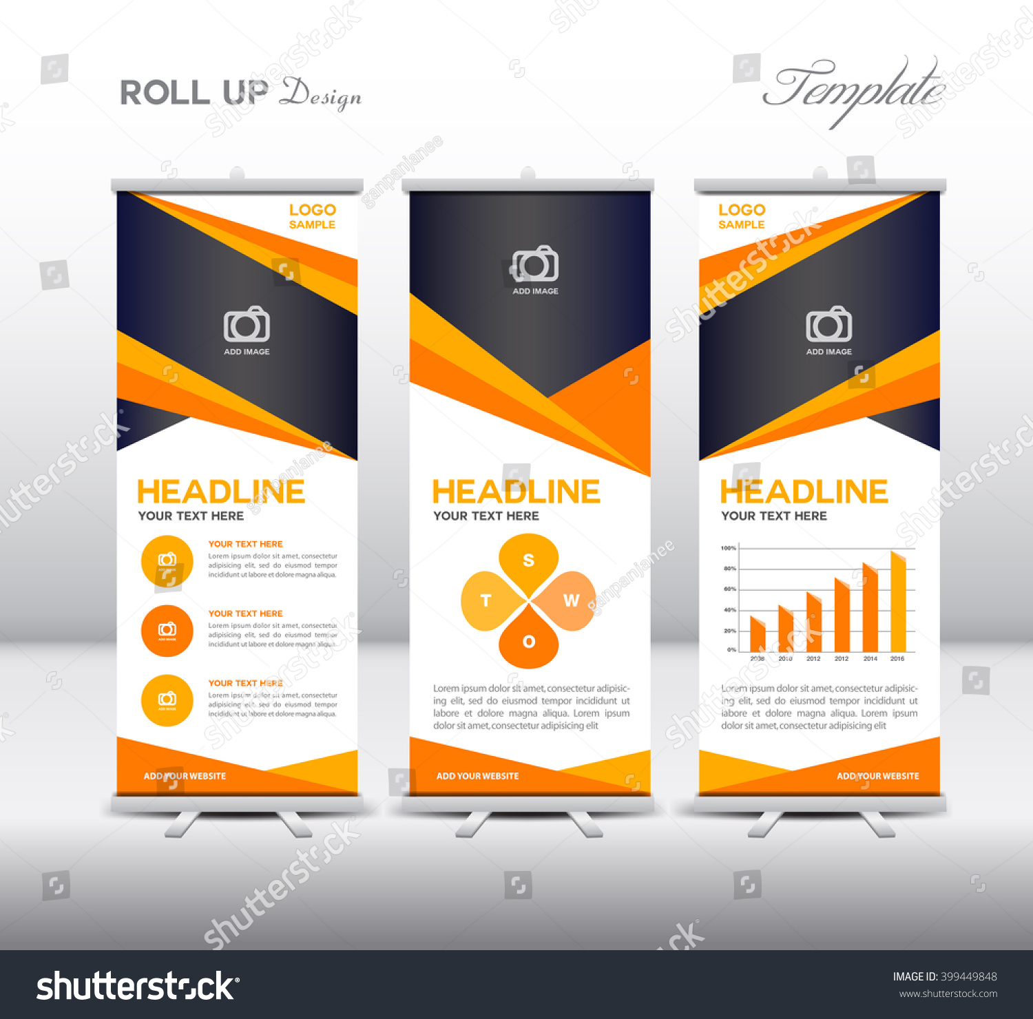 Orange Roll Banner Template Info Graphics Stock Vector 