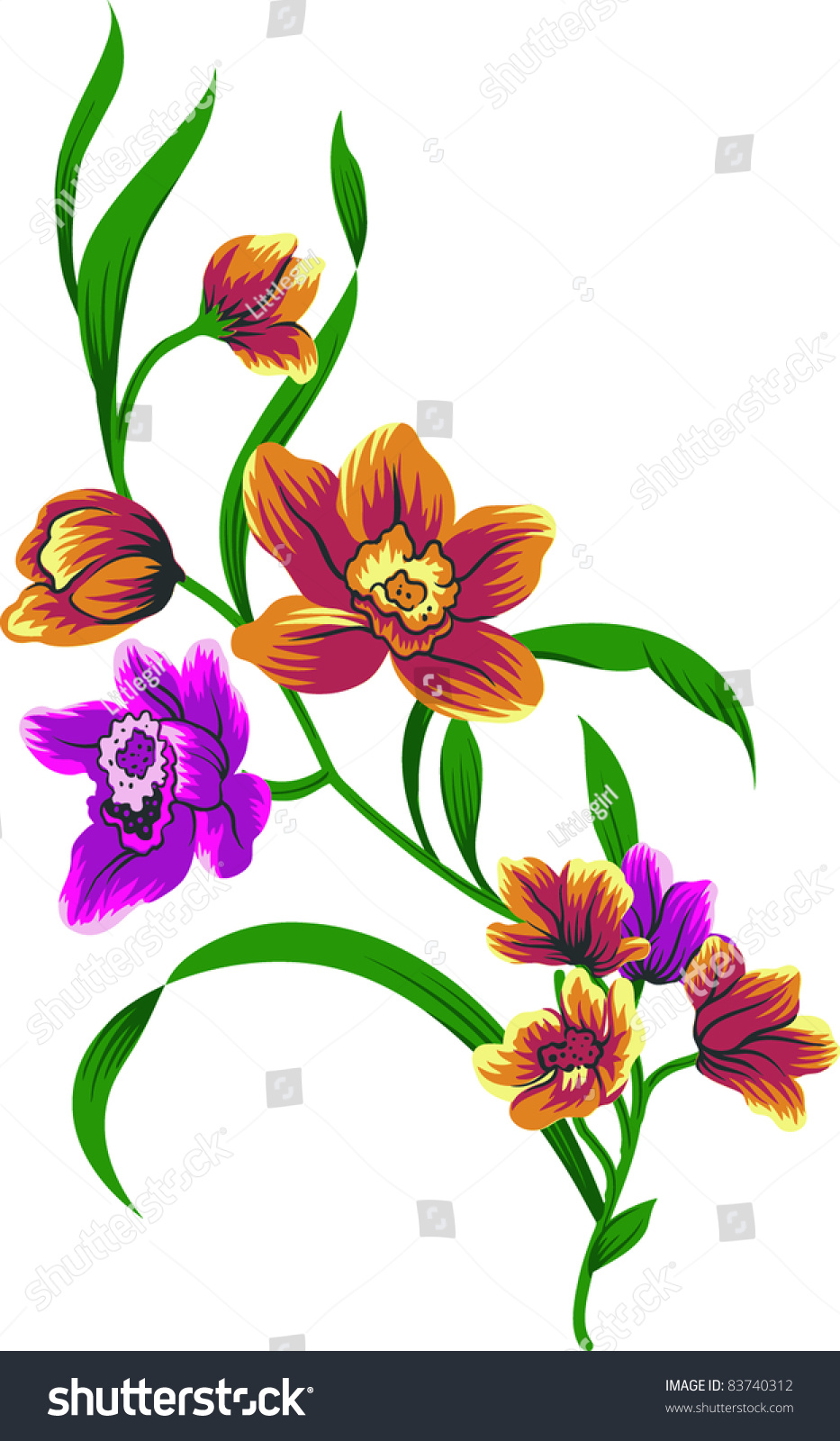 Orchid Flower Stock Vector Illustration 83740312 : Shutterstock