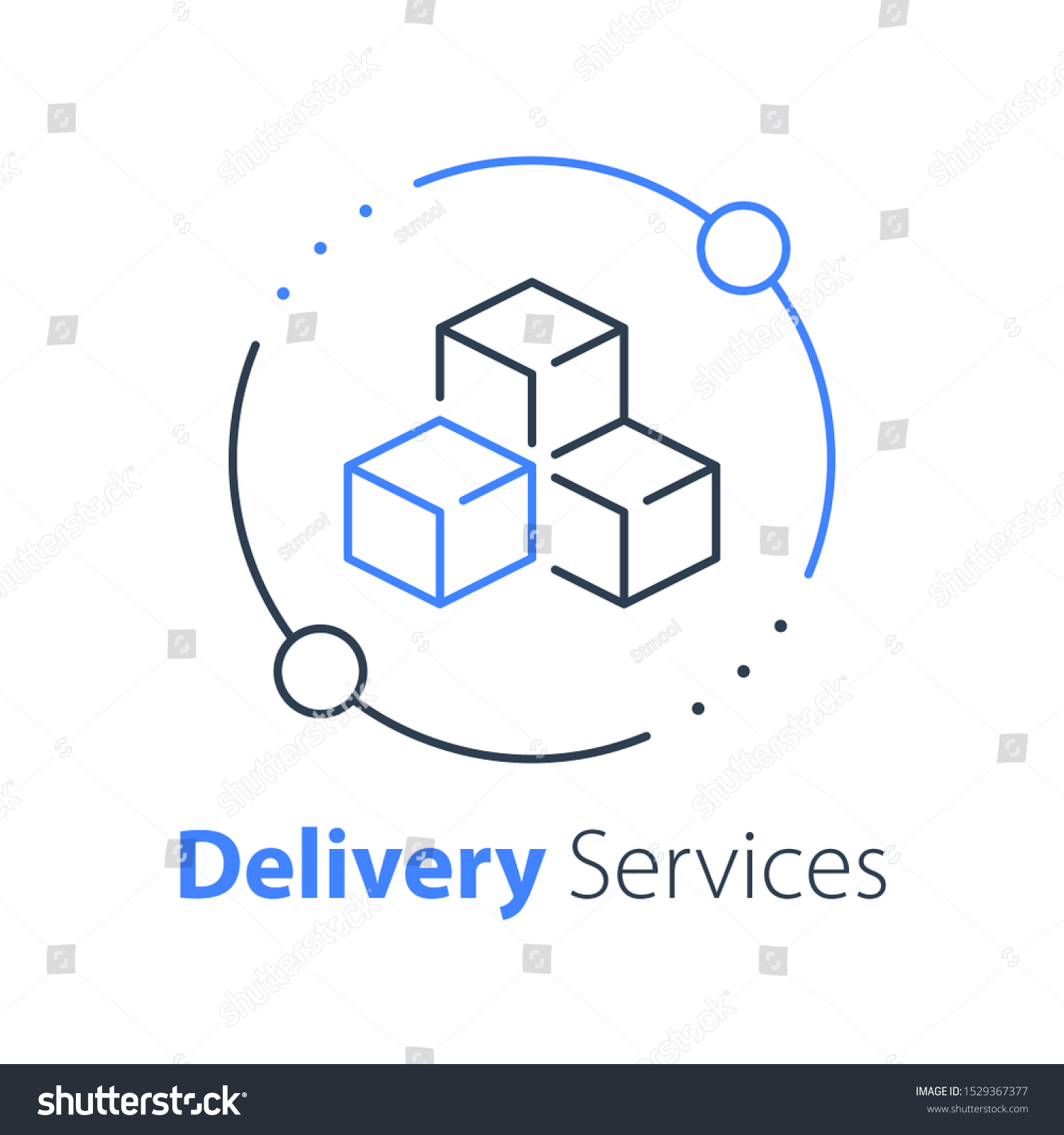 SVG of Order delivery, cargo shipment, wholesale service, bulk transportation or logistics, move and relocate, vector thin line icon svg