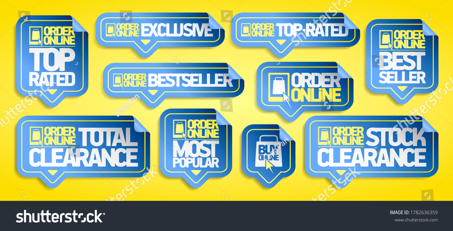 Order Online Stickers Set Top Rated Stock Vector (Royalty Free