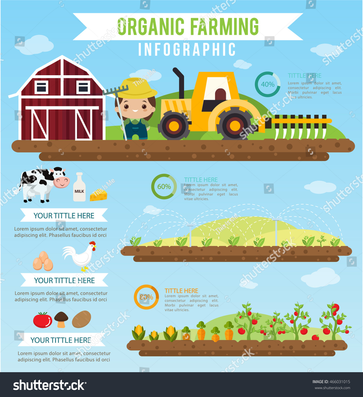 Organic Farming Clean Food Healthy Infographic Stock Vector (Royalty ...