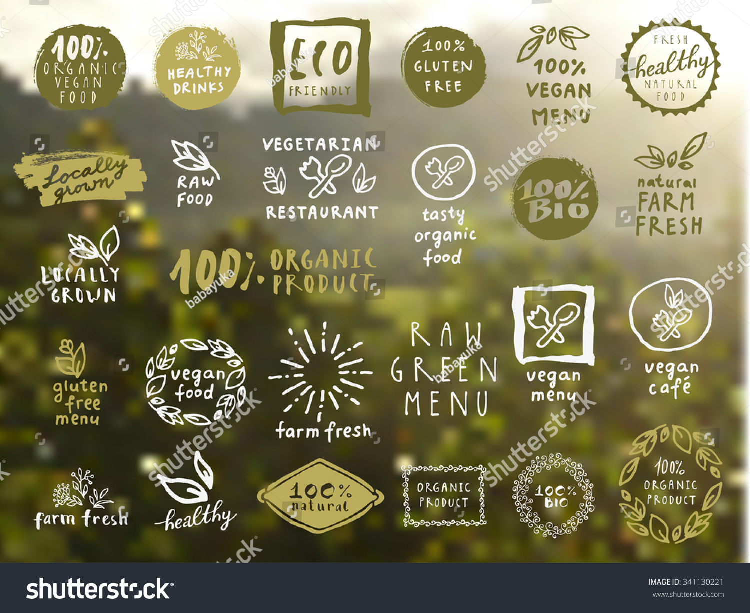  Organic  Food Labels Vector Set Fresh Stock Vector 