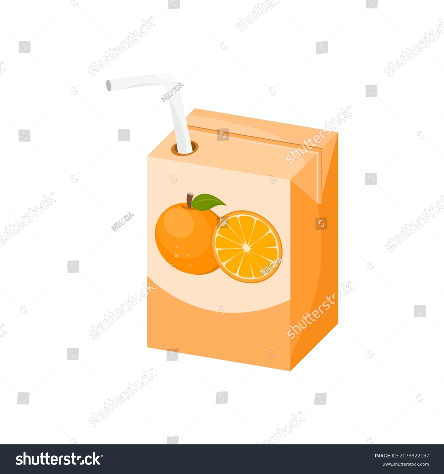 SVG of Organic orange juice carton box with drinking straw isolated on white background. Icon vector illustration. svg