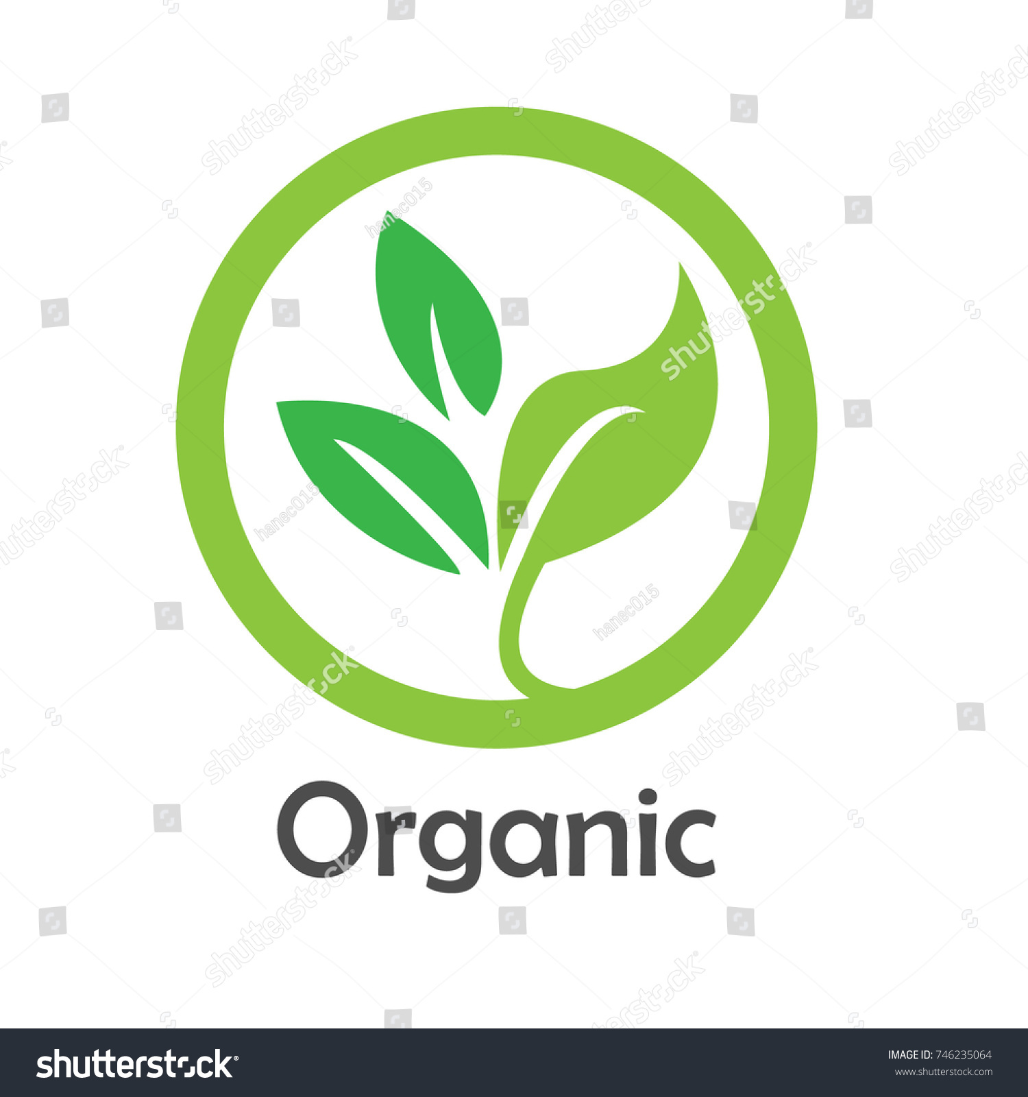 Organic Round Green Leaf Logo Logos Stock Vector Royalty Free