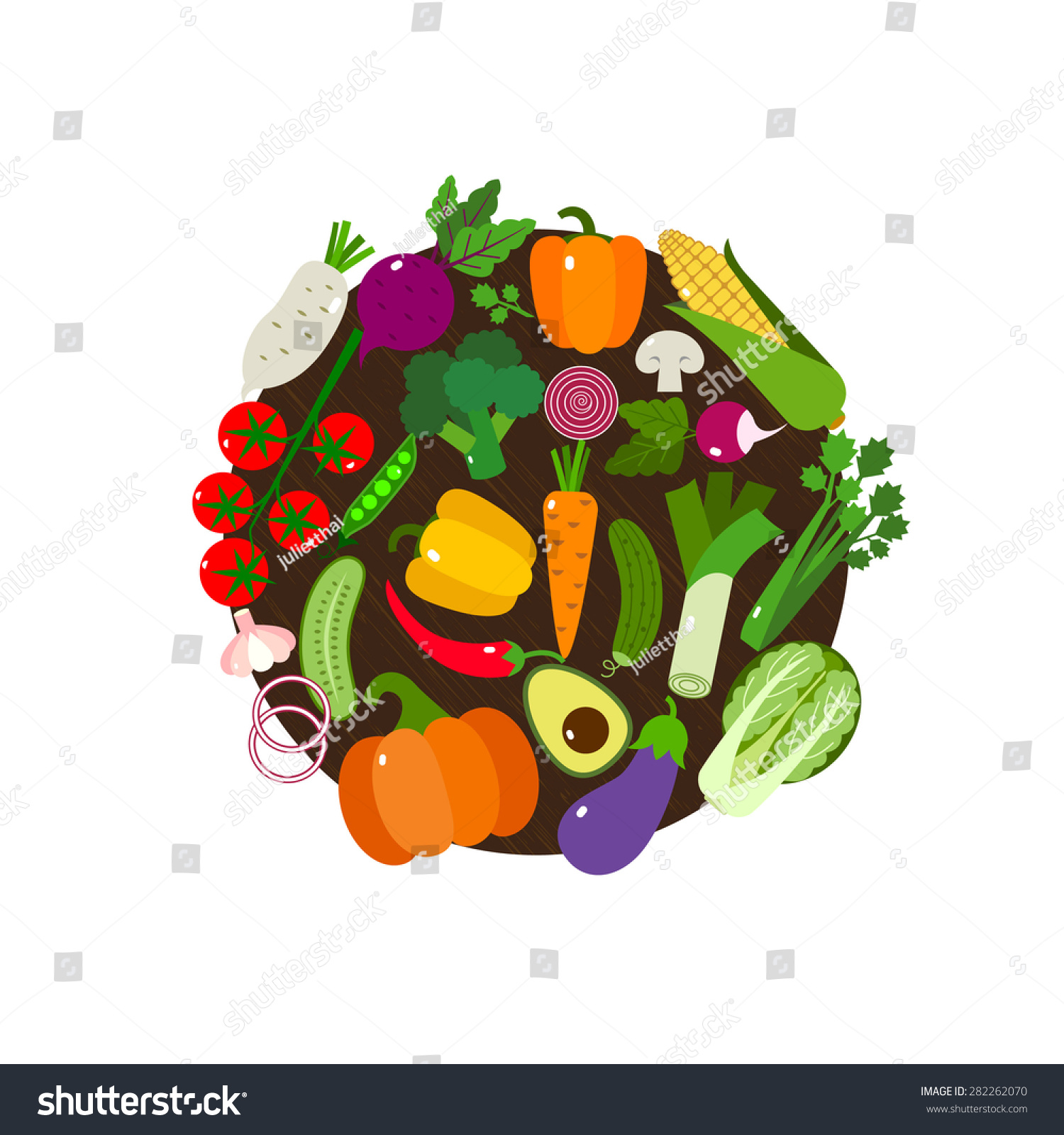 Organic Vegetables Template Vector Illustration Set Stock Vector ...