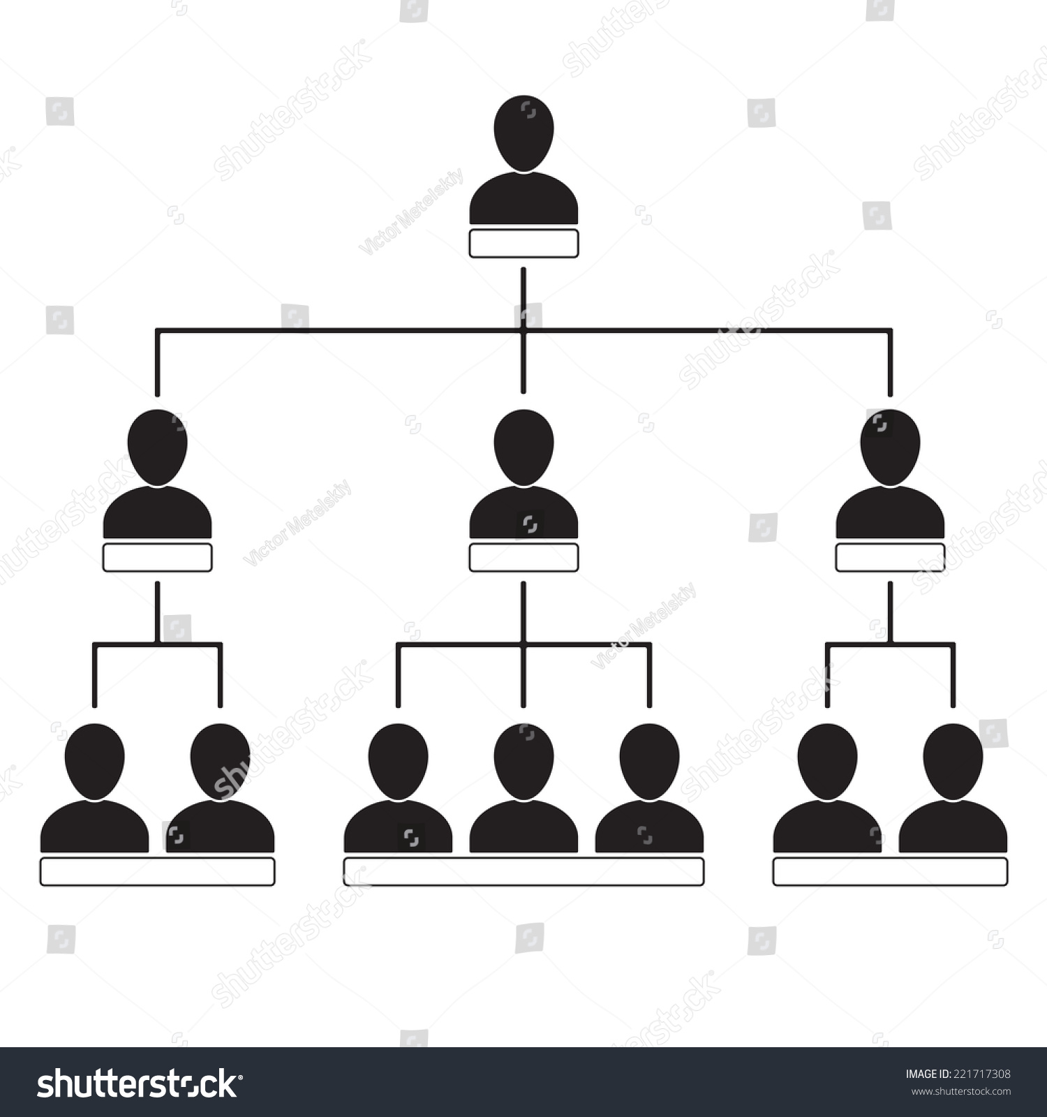 Organization Chart People Icons Corporate Hierarchy Stock Vector