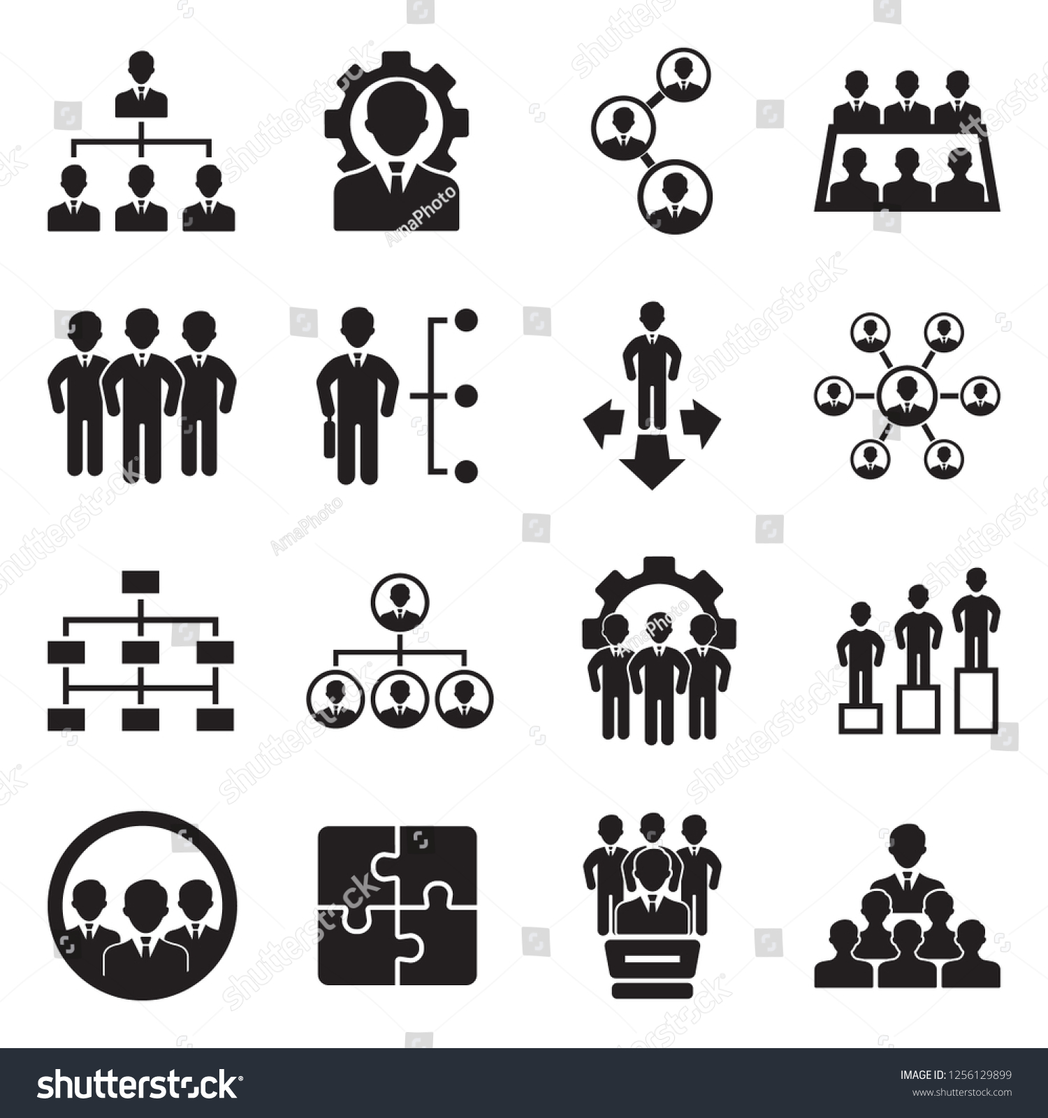 Organization Icons Black Flat Design Vector Vetor Stock Livre De