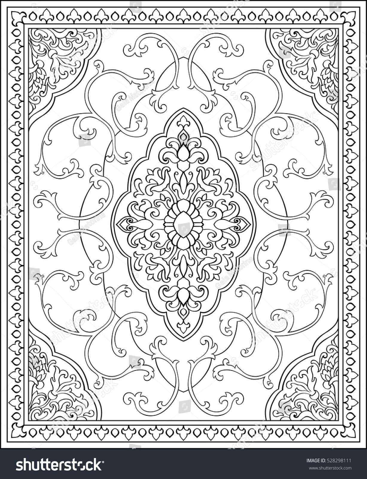 Oriental Abstract Ornament Template Carpet Shawl Stock Vector (Royalty ...