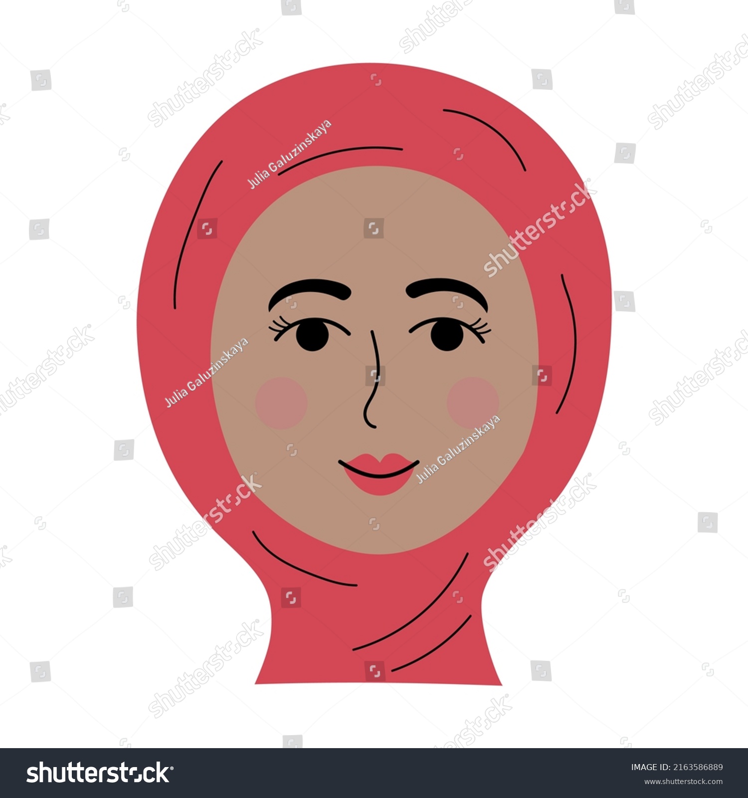 Oriental Girl Face Hijab Doodle Style Stock Vector (Royalty Free ...