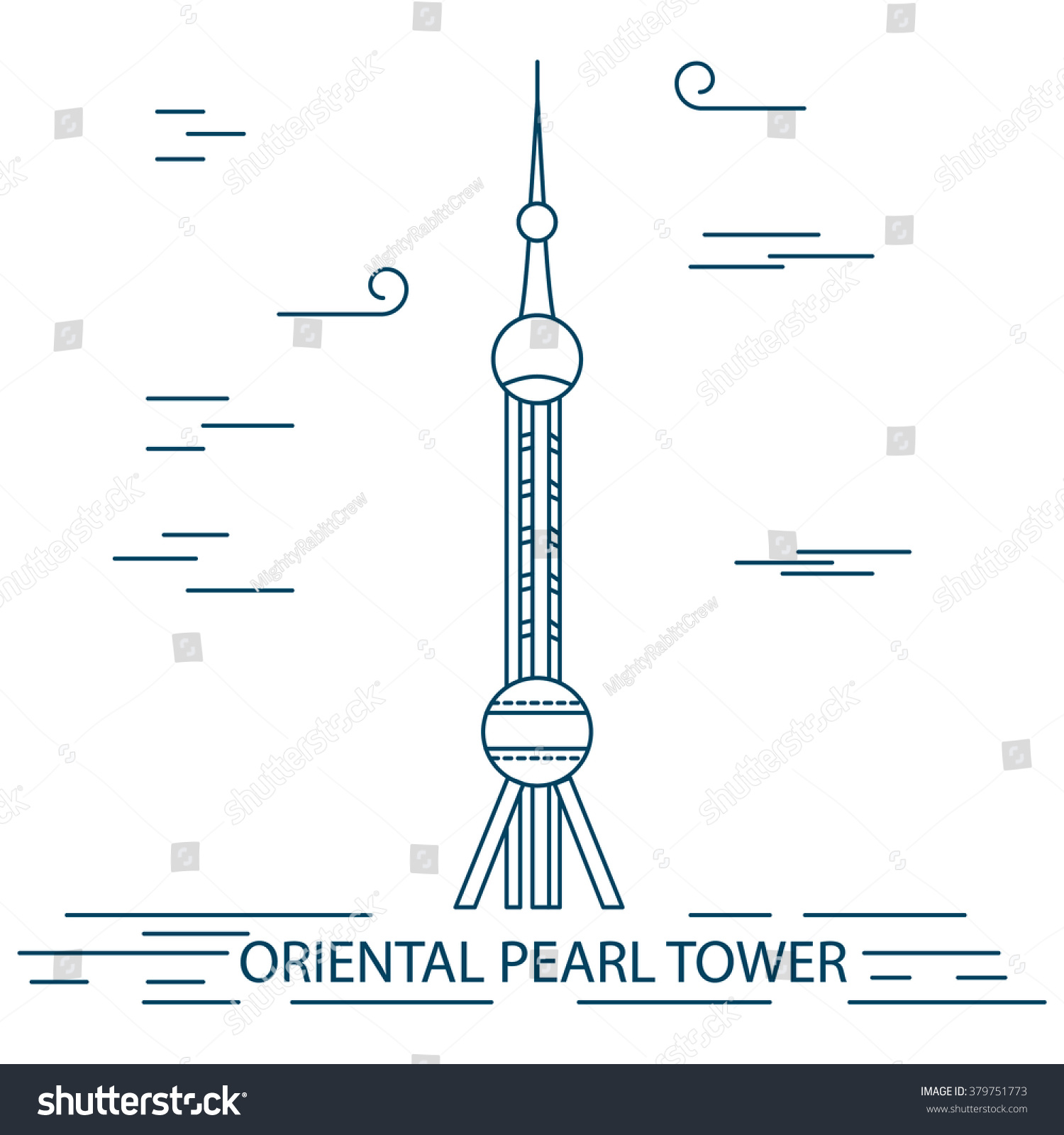 Oriental Pearl Tv Tower Shanghai Trendy Stock Vector 379751773 ...