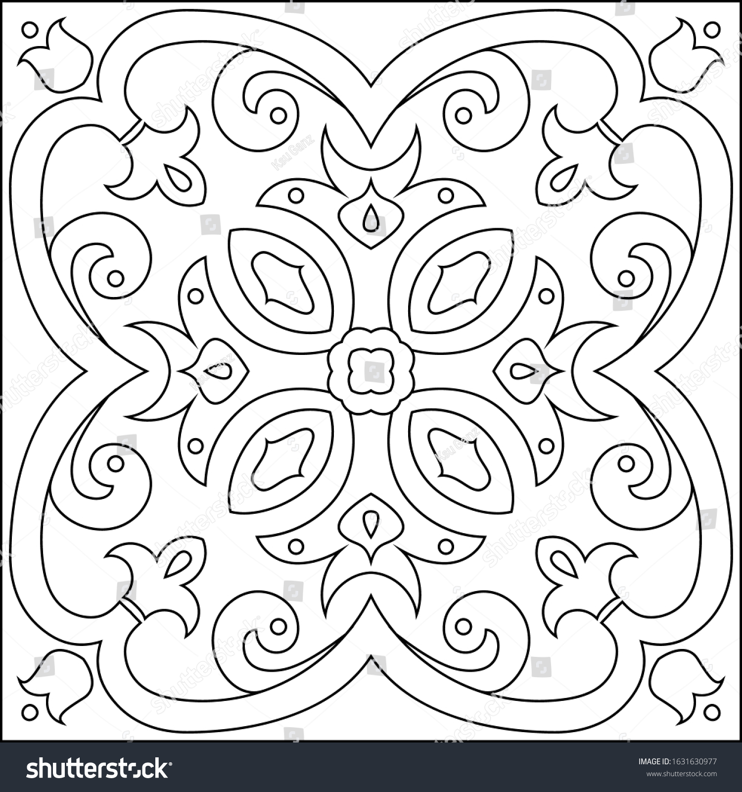 Oriental Traditional Outline Tilemediterranean Seamless Pattern Stock 