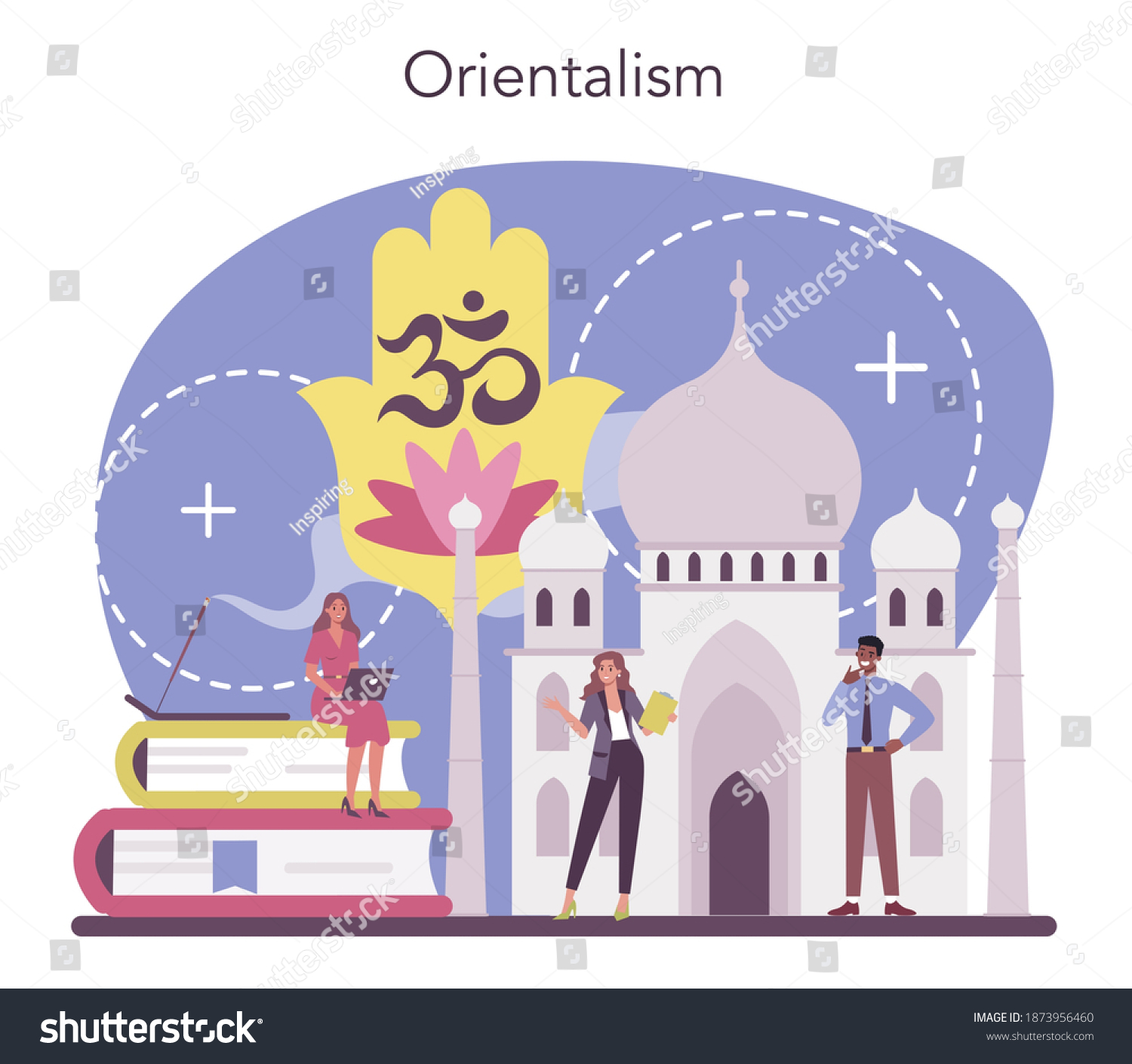 Orientalist Concept Professonal Scientist Studying Near Stock Vector Royalty Free