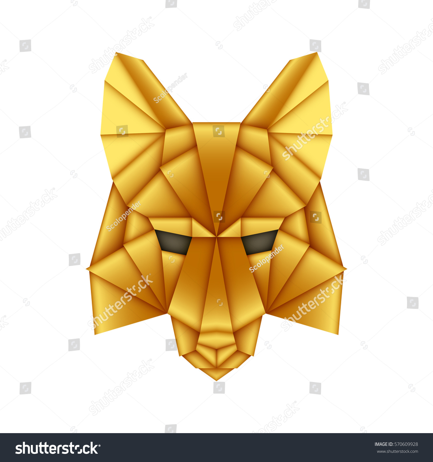 Origami Paper Wolf Face Stock Vector (Royalty Free) 570609928