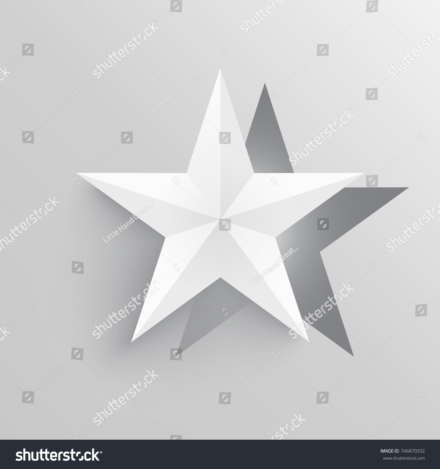 Origami Star Shape Paper Cutout In Light Colors With 3d Style Shadows And Gradients Vector