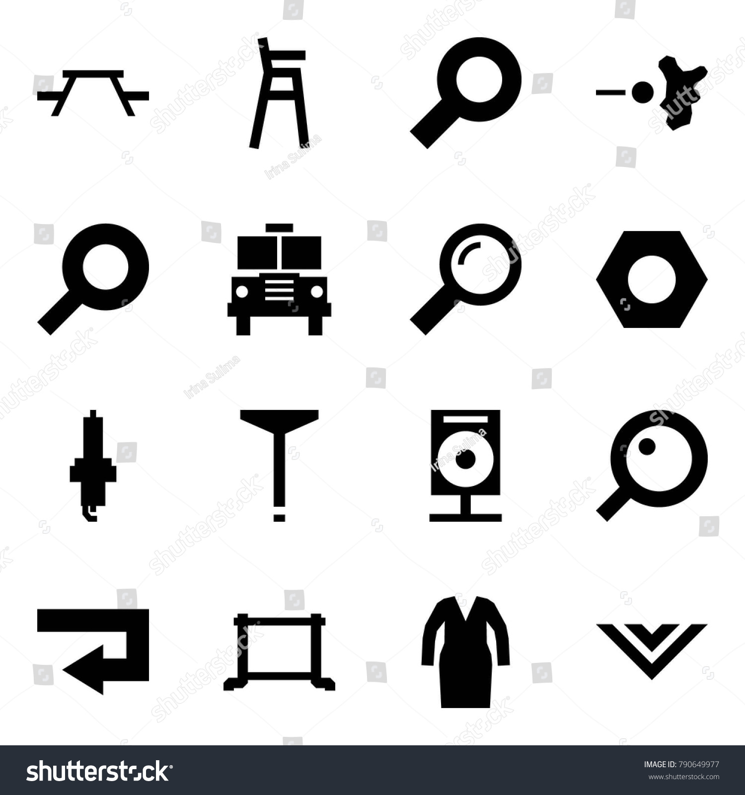 Origami Style Icon Set Picnic Table Stock Vector Royalty Free
