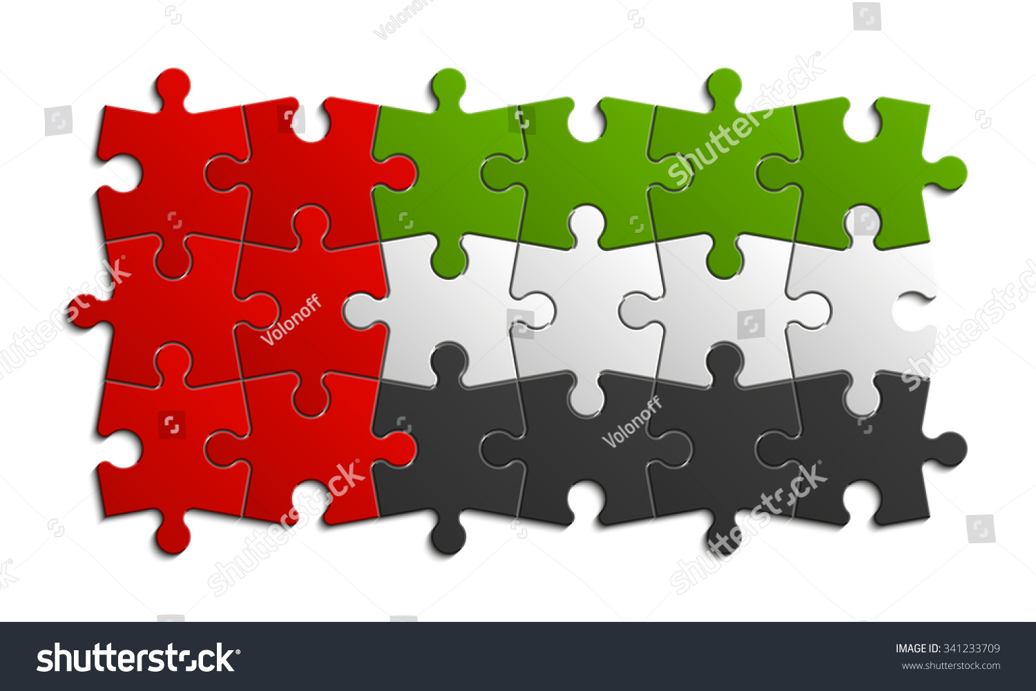 SVG of original and simple of the United Arab Emirates flag isolated vector in official colors and Proportion Correctly  Laid out of 12 puzzles on a gray wall background svg
