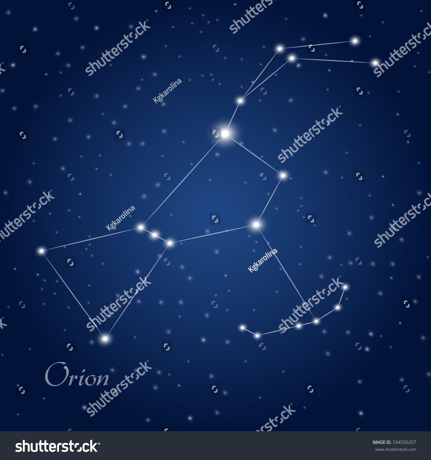 Orion Constellation At Starry Night Sky Stock Vector Illustration ...