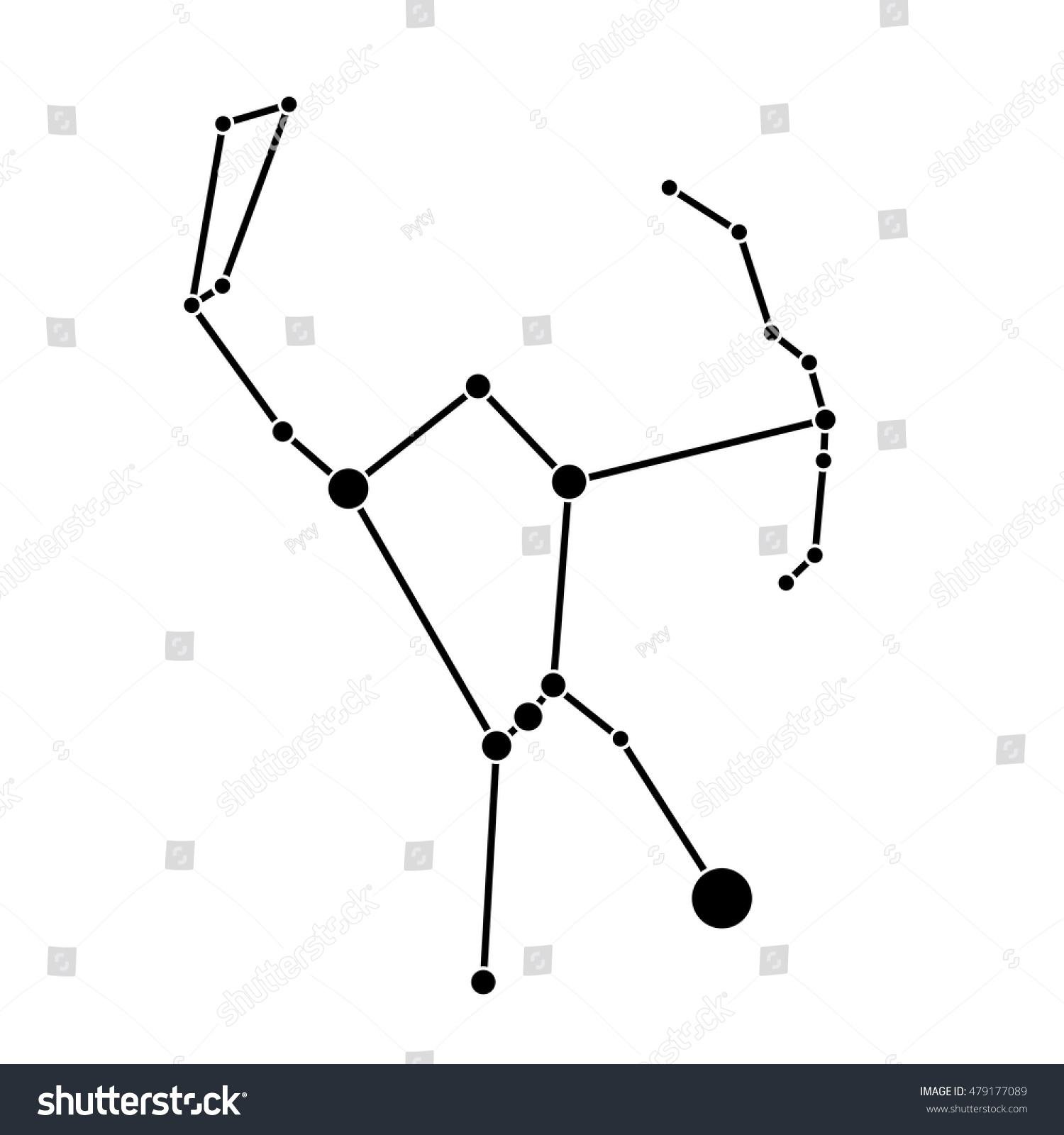 Orion Constellation Of Black Dots And Lines. Simple Flat Vector ...