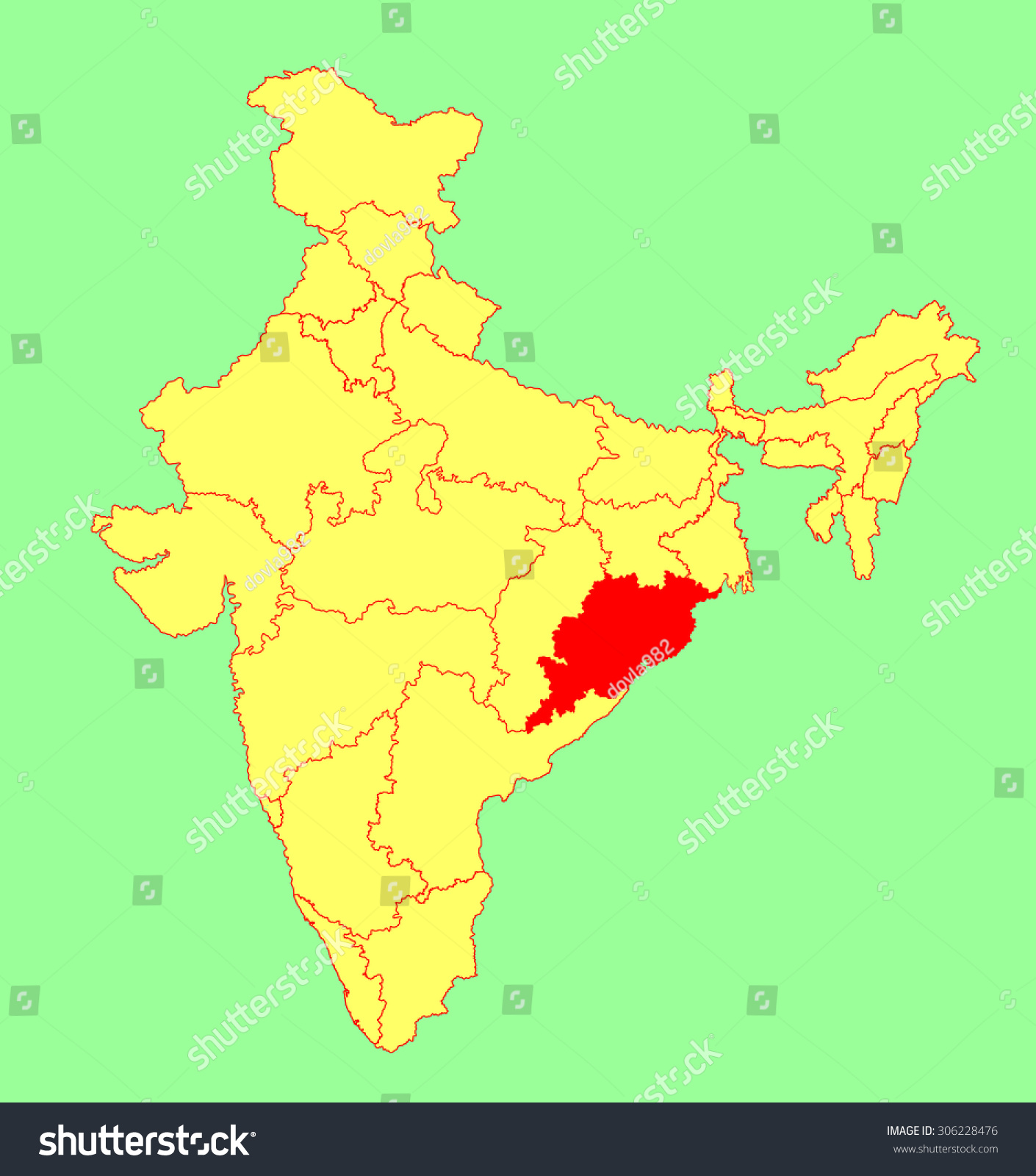 Orissa Map In India Orissa Odisha State India Vector Map Stock Vector (Royalty Free) 306228476  | Shutterstock