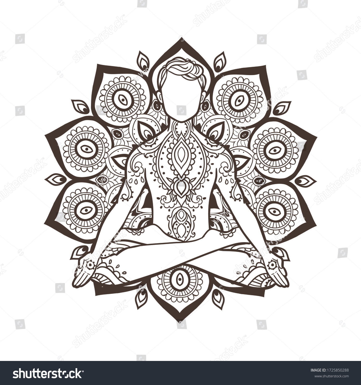 Ornament Beautiful Card Yoga Man Geometric Stock Vector (Royalty Free ...