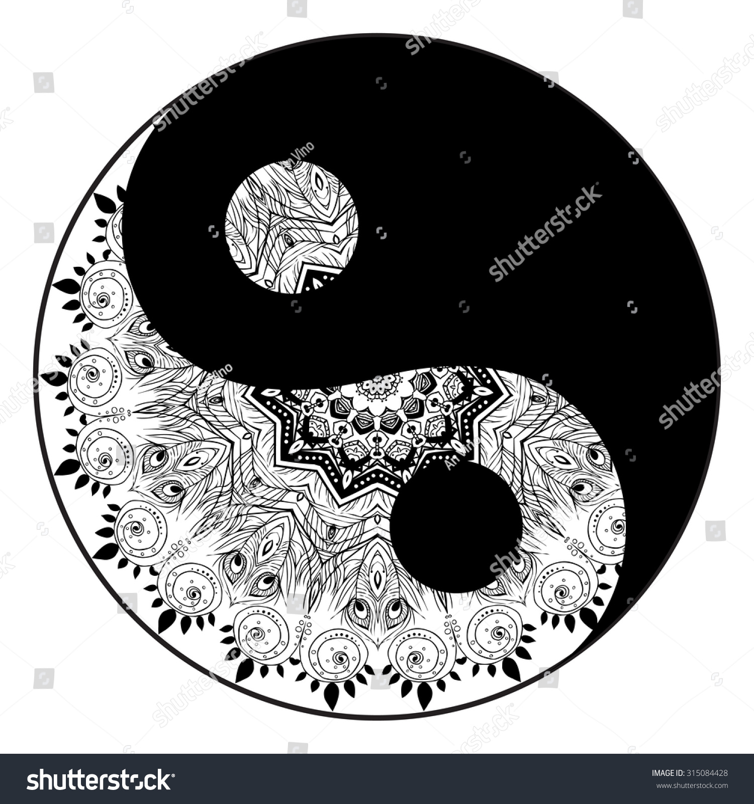 Download Ornament Card Mandala Yin Yang Geometric Stock Vector ...