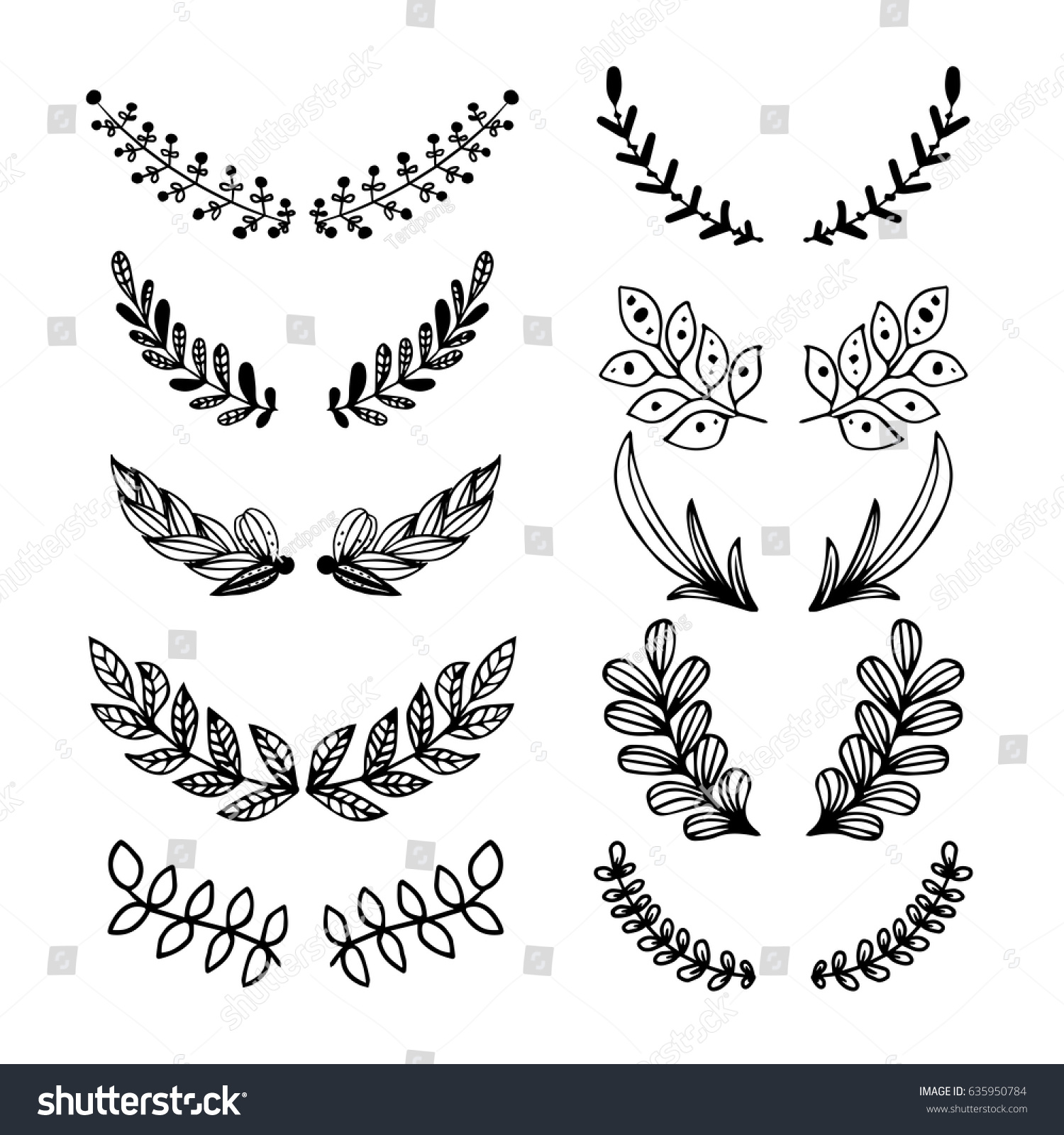 Ornament Leaf Sketch Stock Vector 635950784 Shutterstock