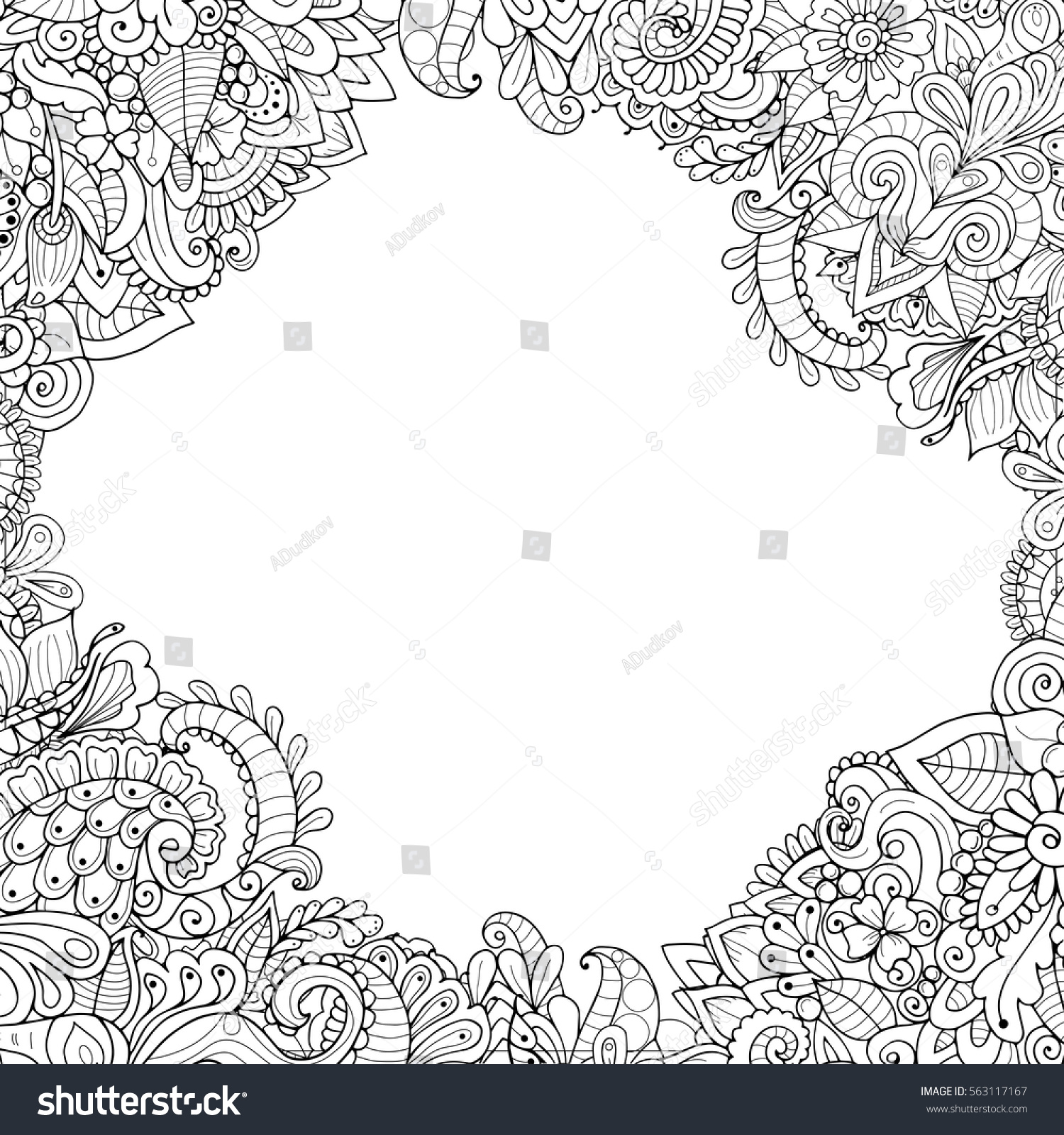 Ornamental Black White Design Doodle Art Stock Vector Royalty Free