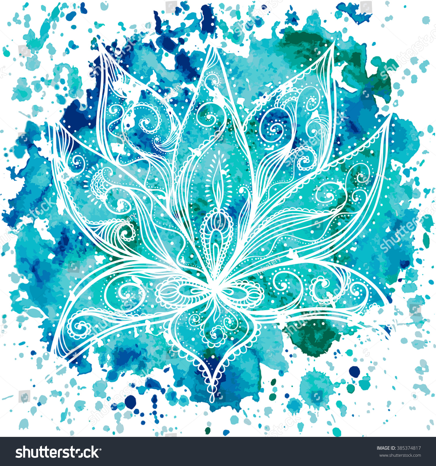 Ornamental Boho Style Lotus Flower On Stock Vector (Royalty Free ...