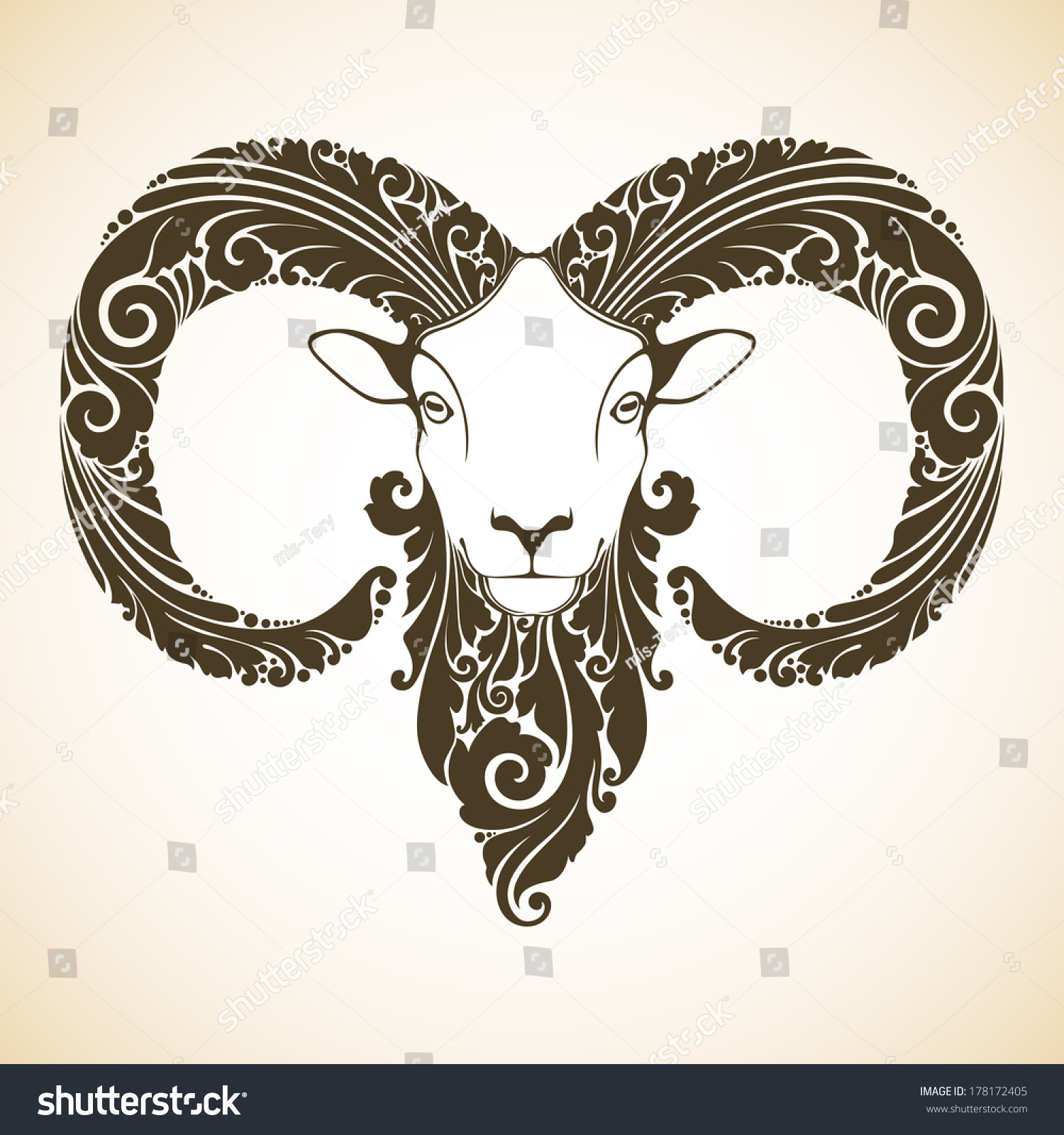 Ornamental Decorative Sheep Stock Vector 178172405 - Shutterstock