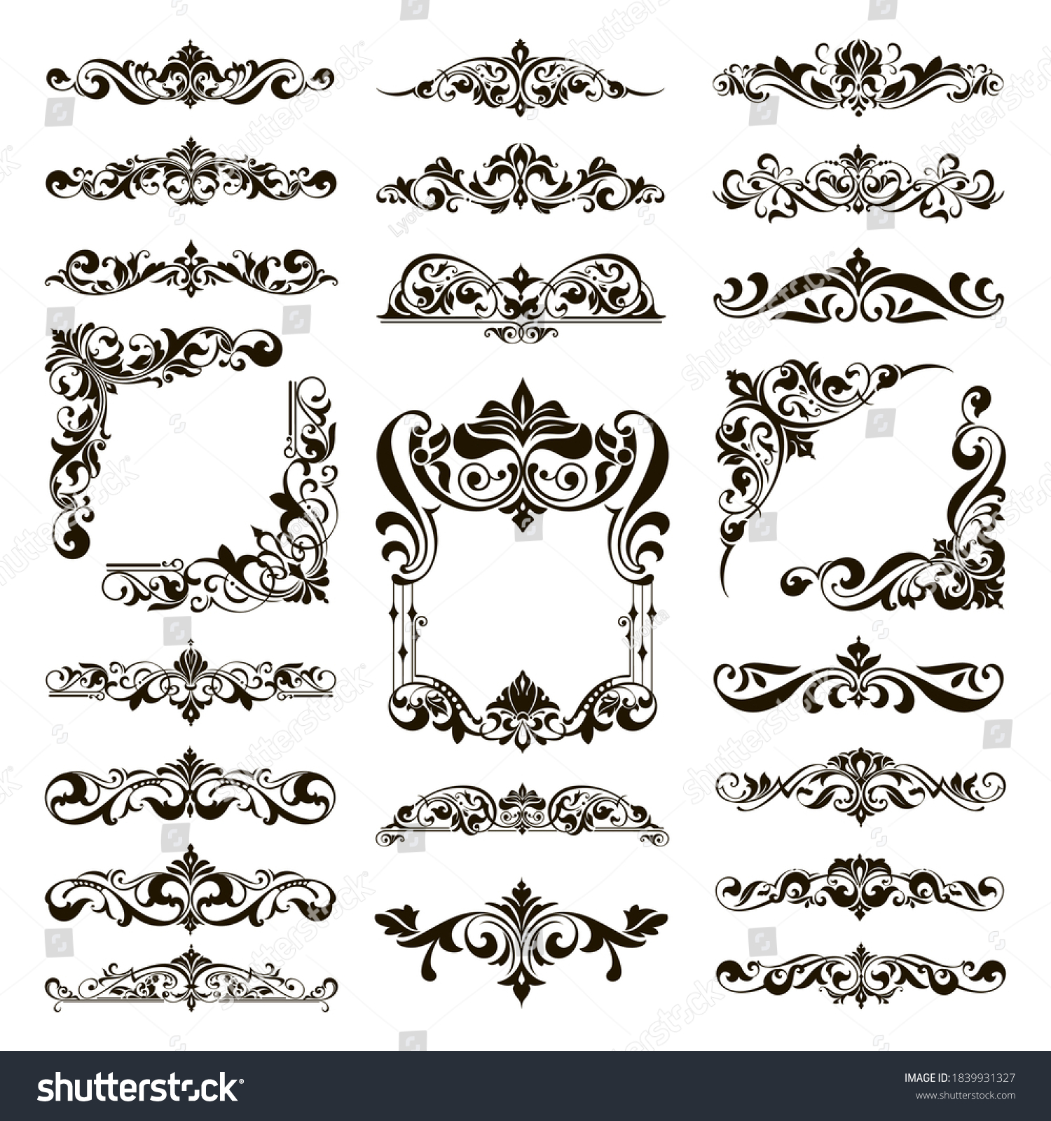 Ornamental Design Lace Borders Corners Vector Stock Vector (Royalty ...
