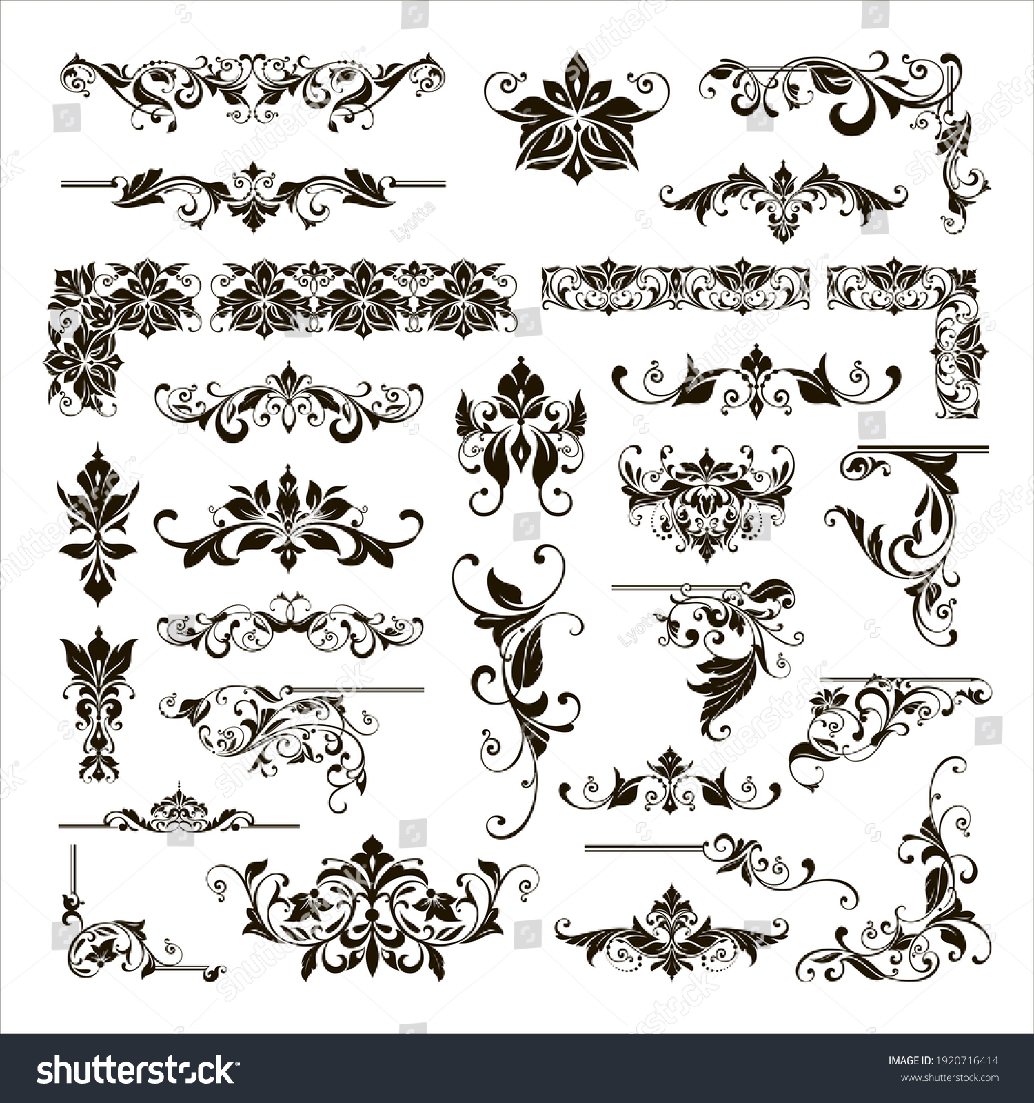 Ornamental Design Lace Borders Corners Vector Stock Vector (Royalty ...