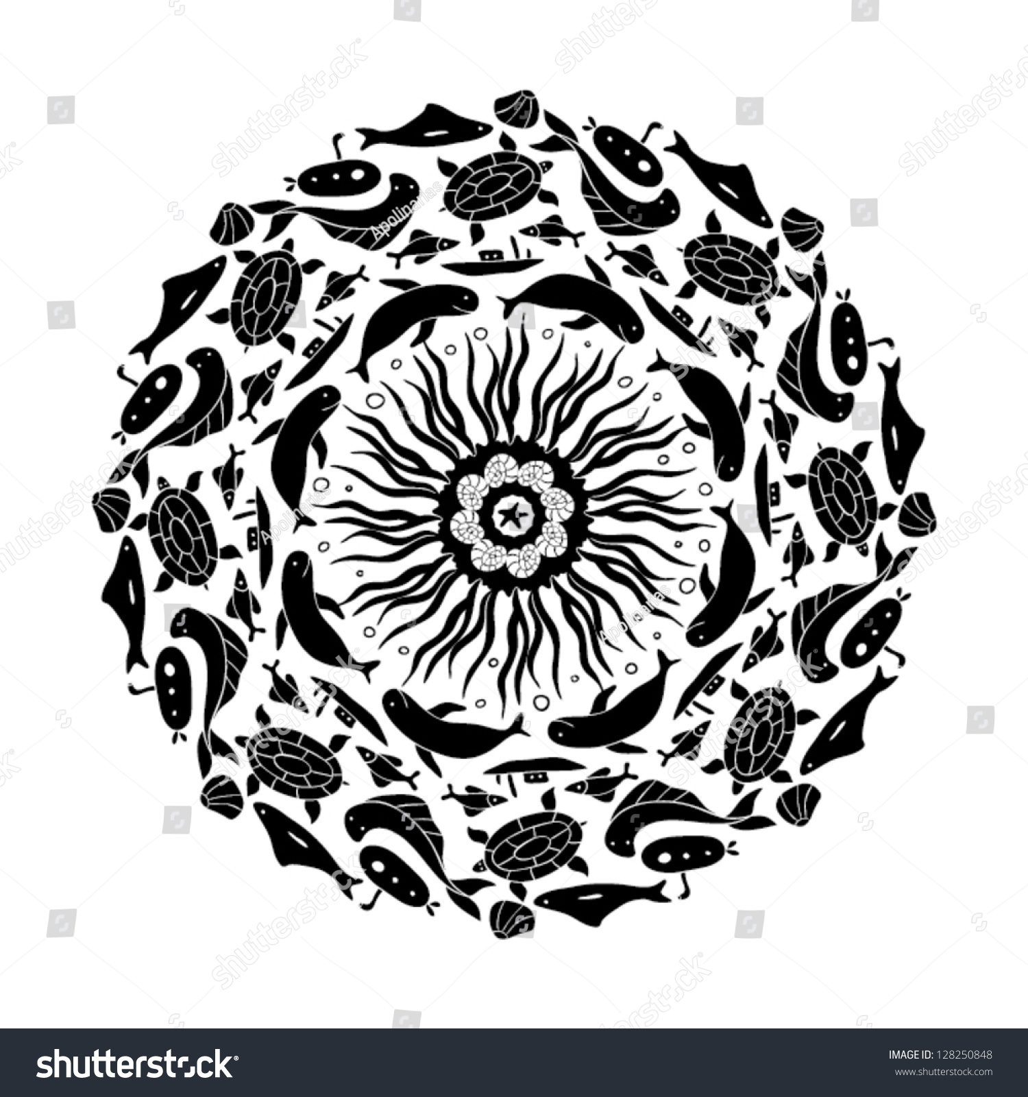 Ornamental Fish Round Stock Vector 128250848 - Shutterstock
