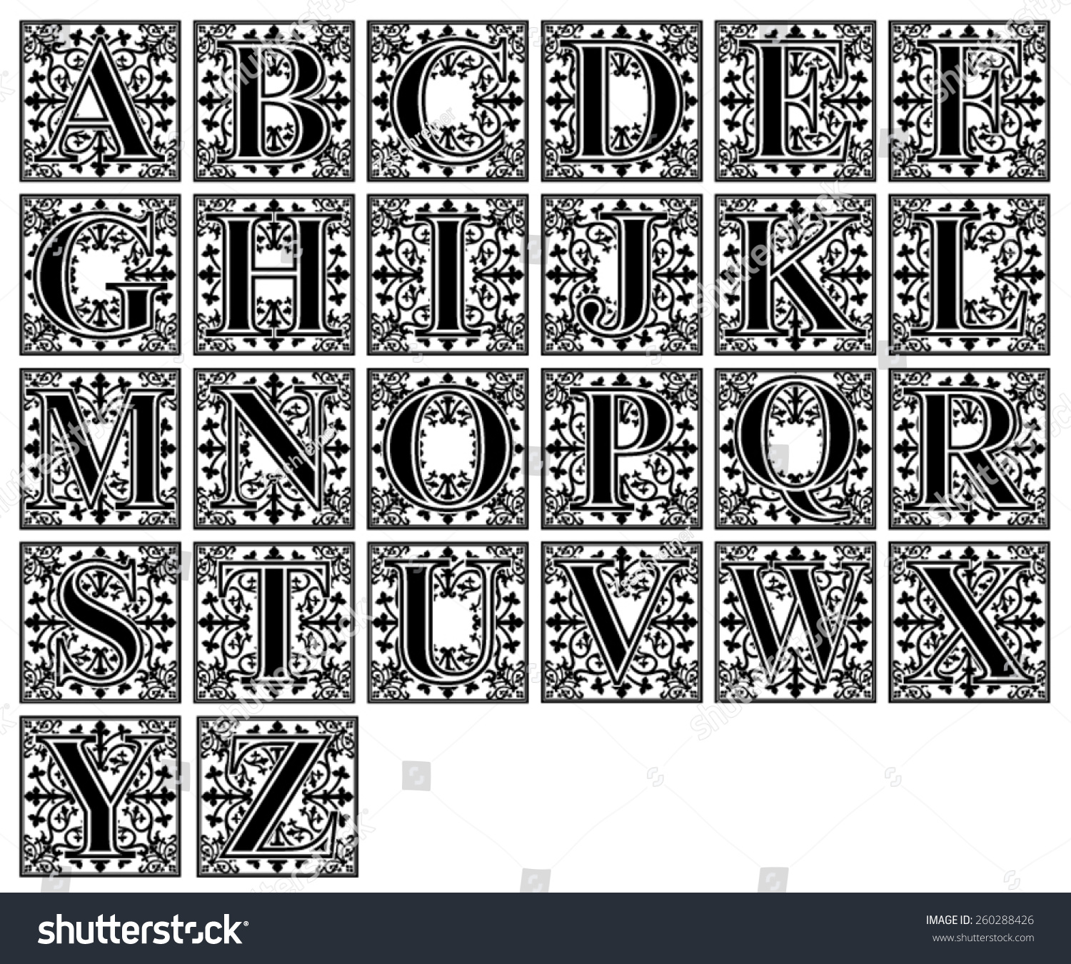 Ornamental Letter Alphabet / Vintage/ Vector Illustration - 260288426 ...