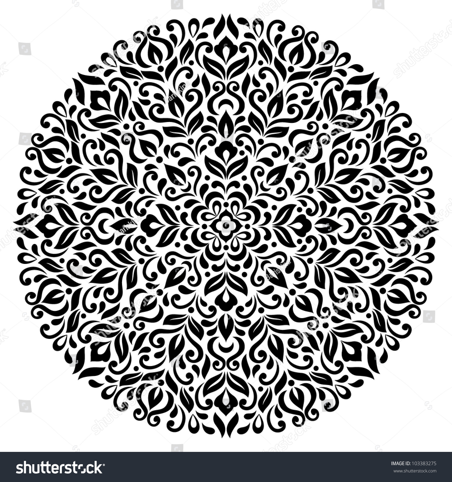 Ornamental Round Floral Pattern Stock Vector Illustration 103383275 ...