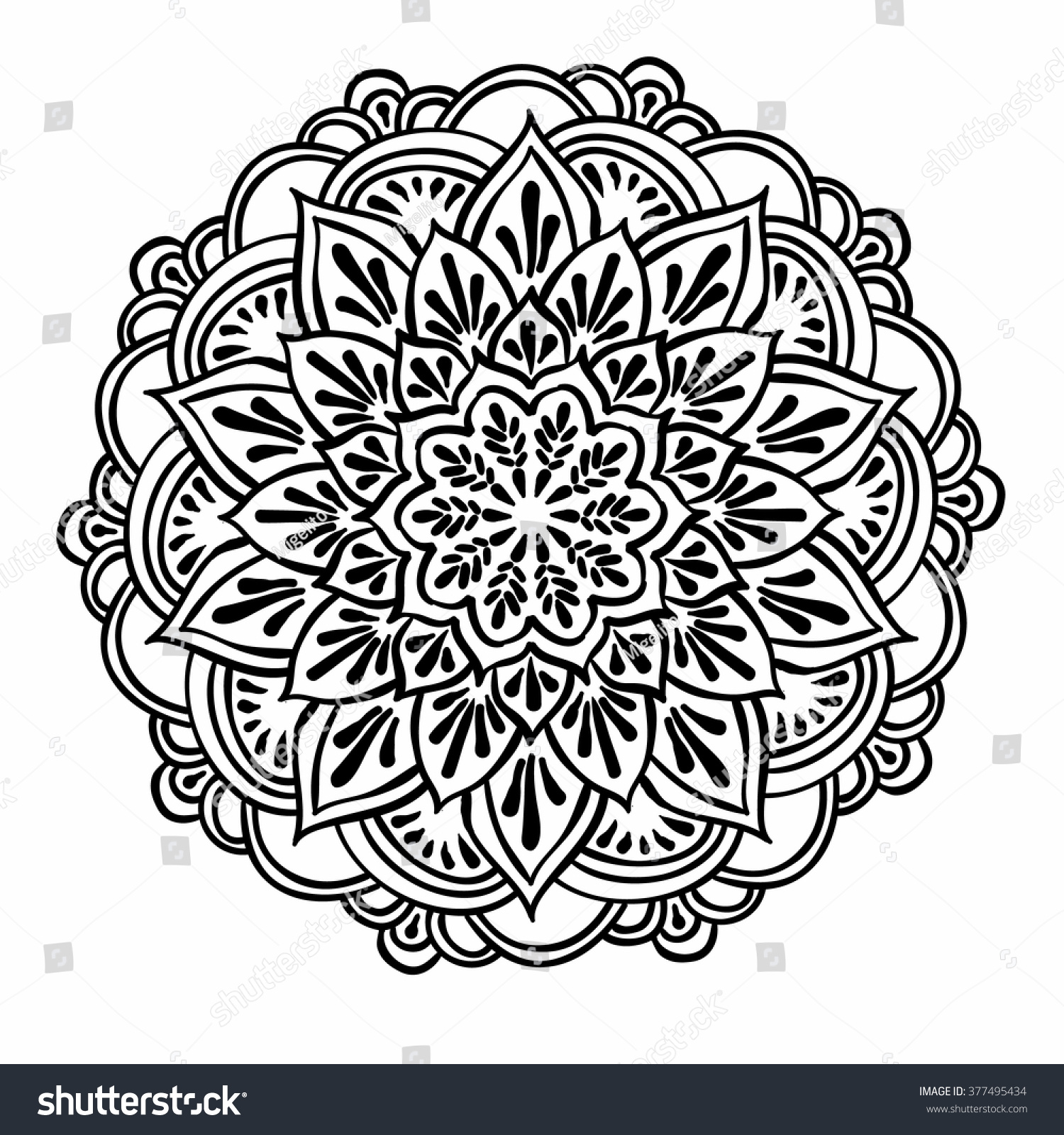 Ornamental Round Pattern With Floral Elements For Smart Modern Coloring