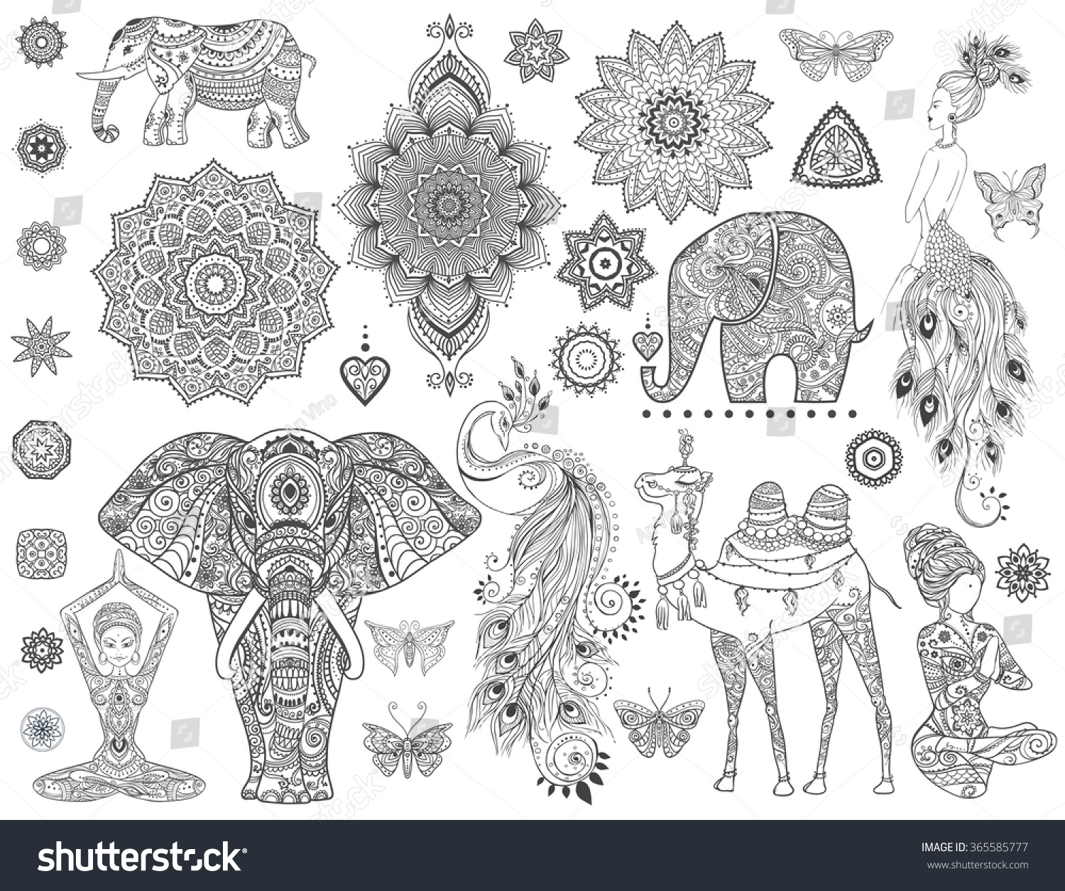 SVG of Ornamental set with animal, mandala vector. Element for design and Declaration. svg