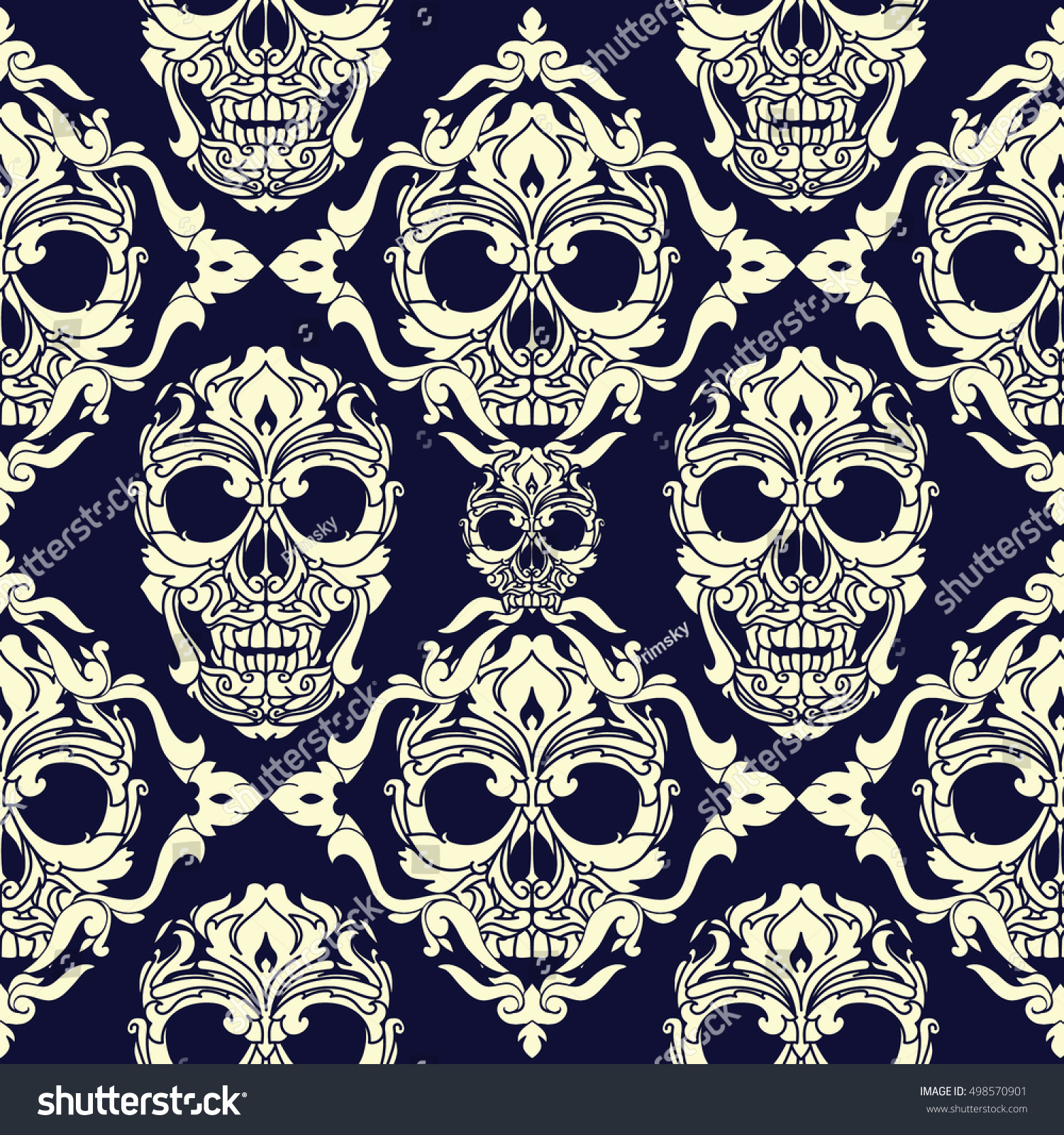 Ornamental Skull Seamless Pattern Stock Vector (Royalty Free) 498570901