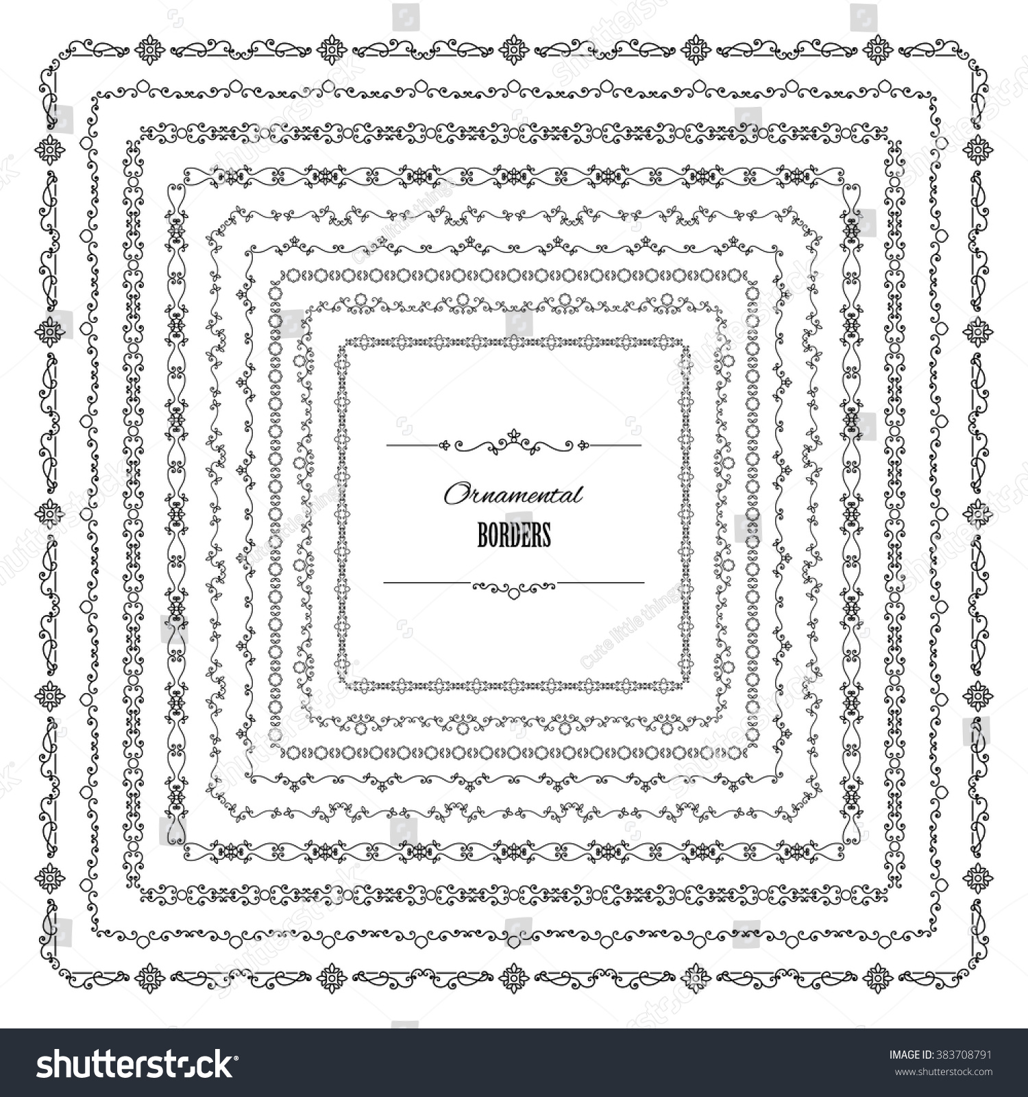 ornamental square borders set isolated on stock vector royalty free 383708791 shutterstock