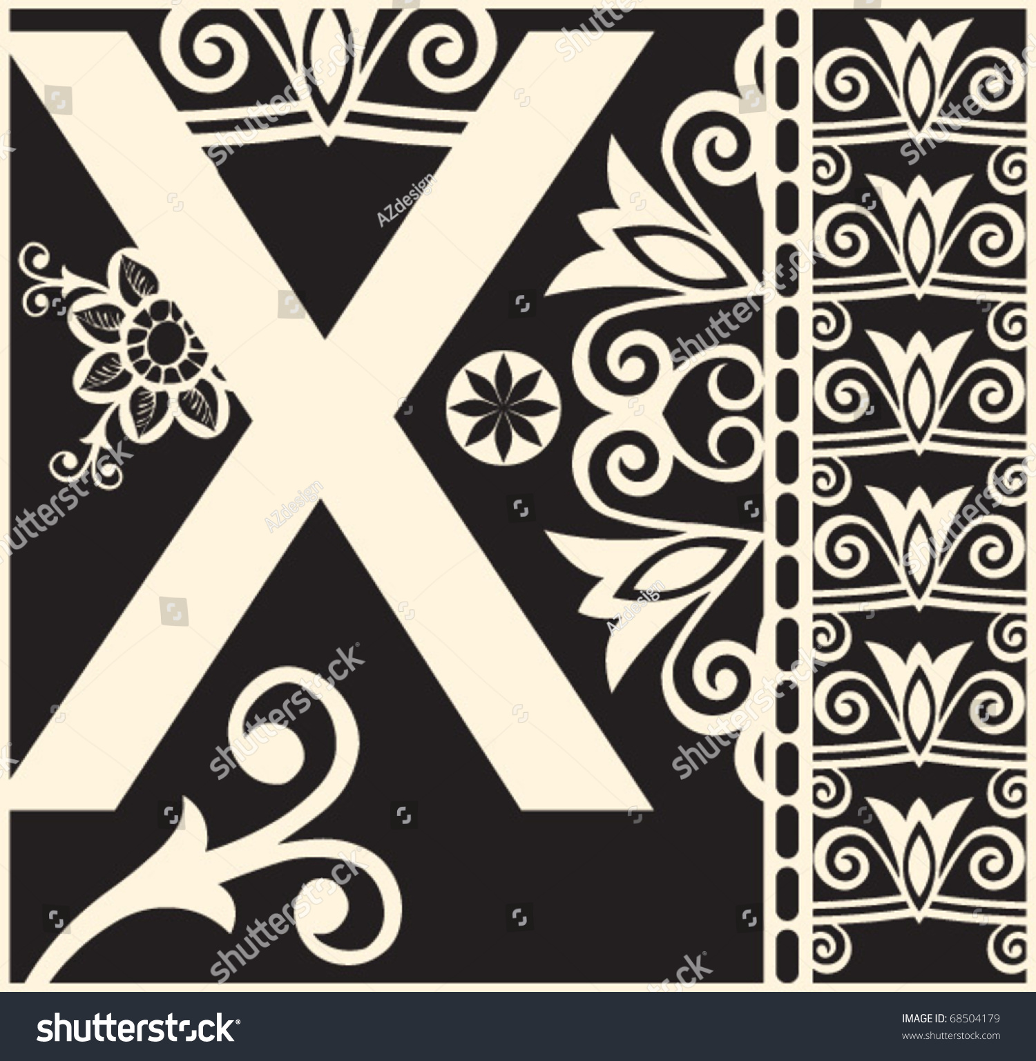 Ornamental Vector Abc Decorative Letter X Stock Vector (Royalty Free ...