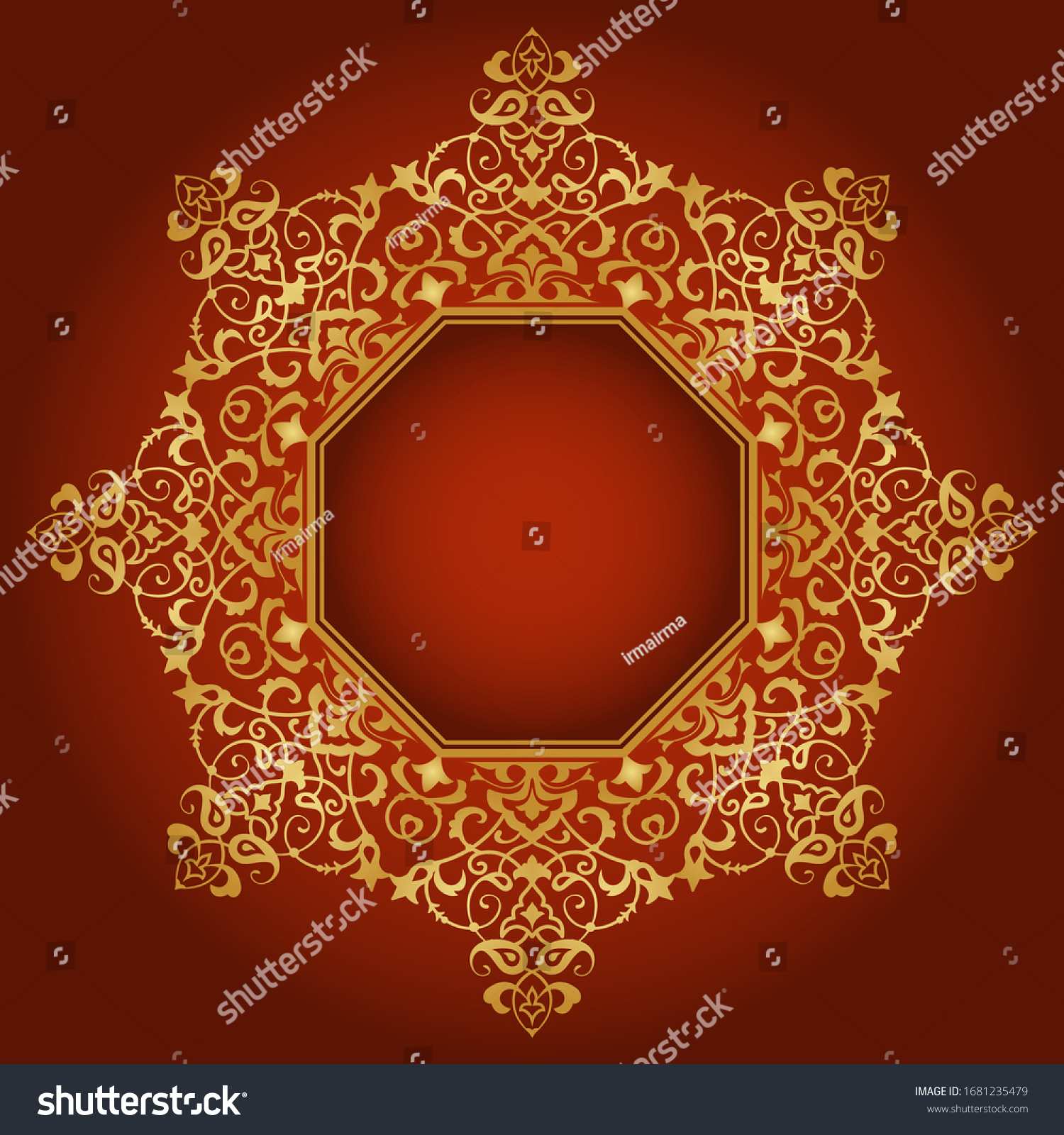 Ornate Arabesque Gold Floral Frame Stock Vector (royalty Free) 1681235479