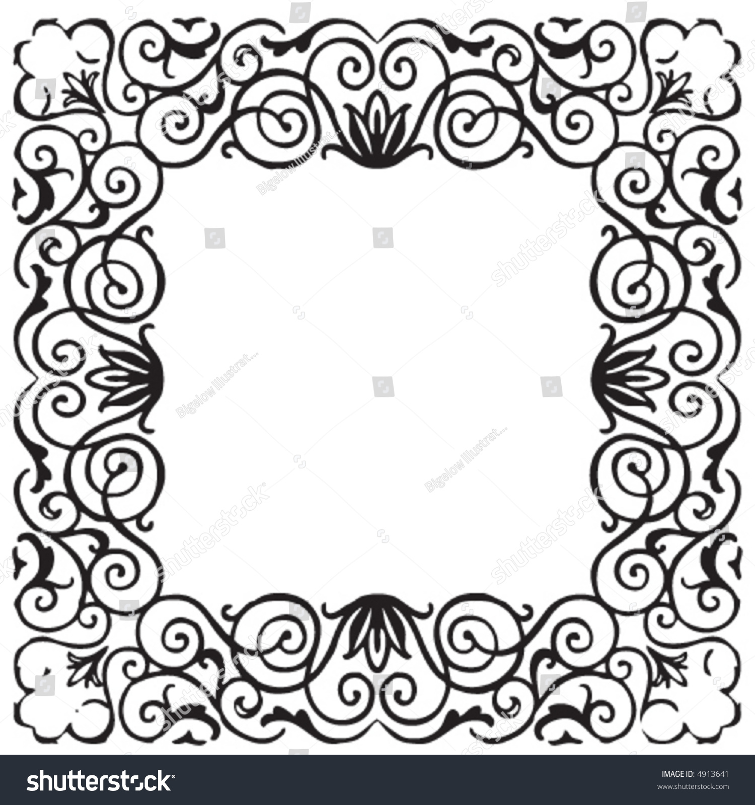 Ornate Calligraphic Filigree Border Square Stock Vector 4913641 ...