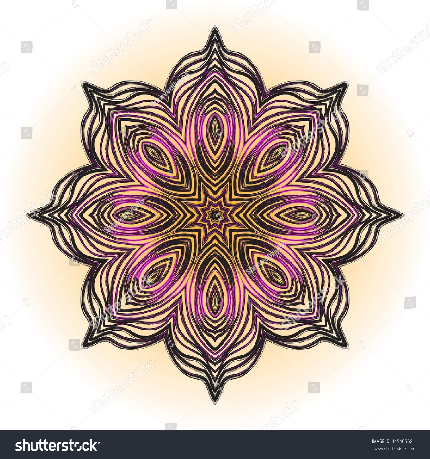 Ornate Flowers Henna Colors Vector Mandala In Indian Style - 445465681