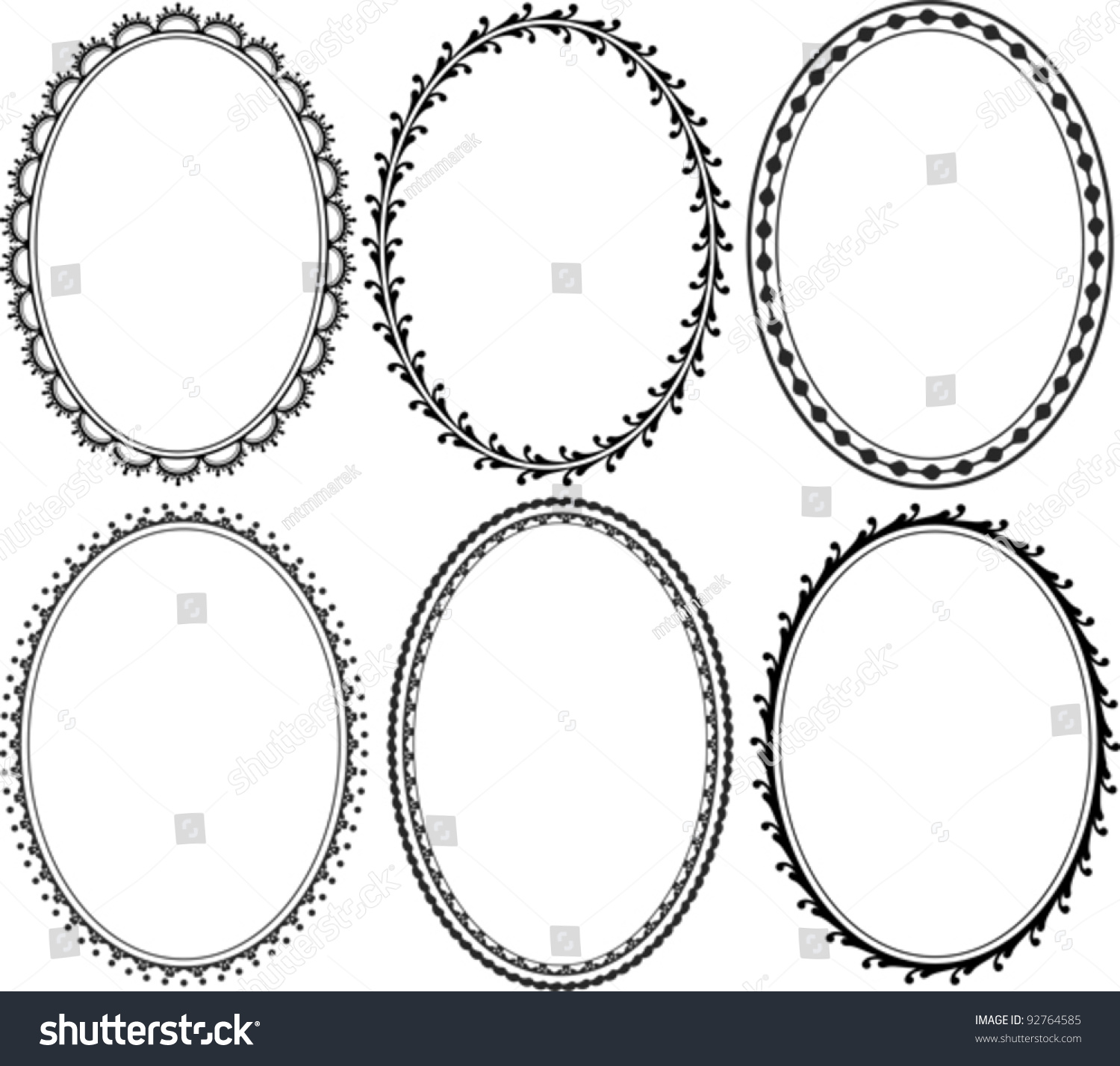 vector ornate oval Stock Shutterstock Ornate 92764585  Vector Oval Border