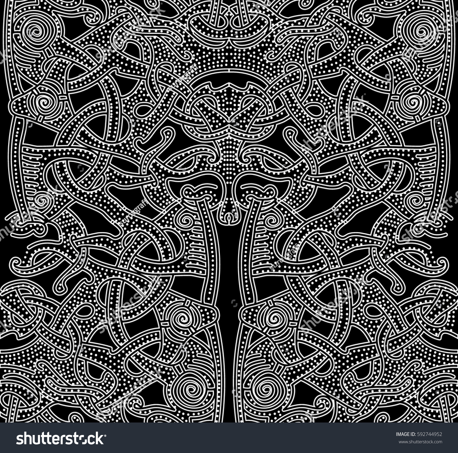 Ornate Patterns  Vikings  Background Hand Drawn Stock Vector 