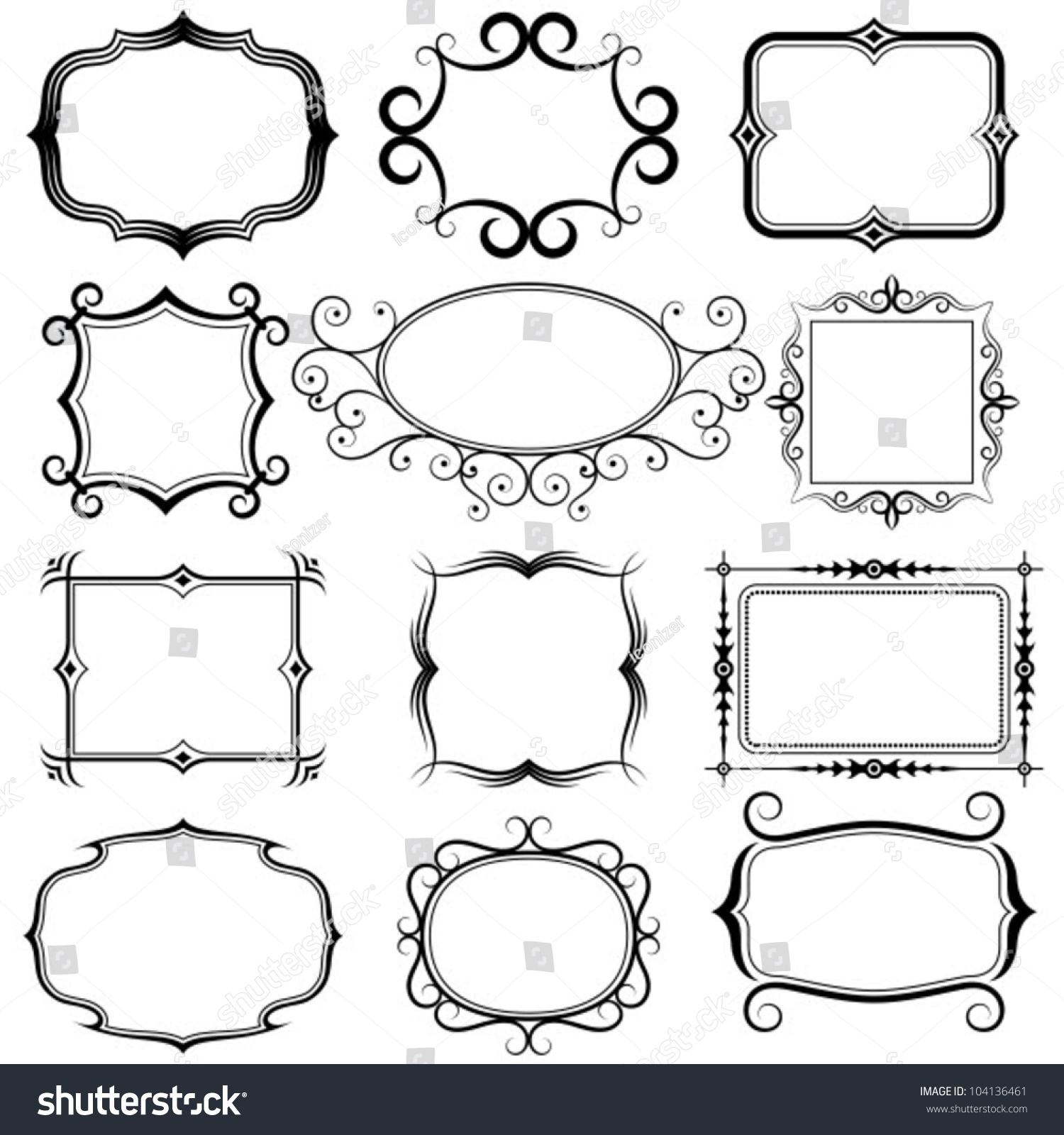 Ornate Vector Frames Ornaments Stock Vector 104136461 - Shutterstock