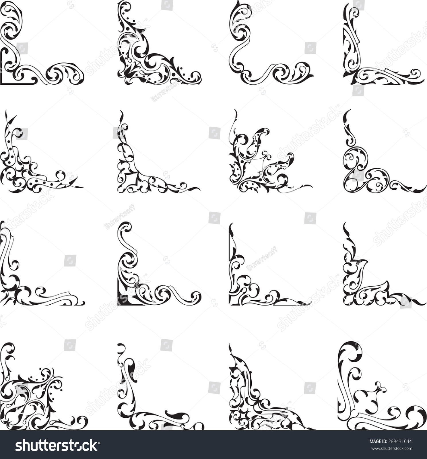 Ornate Vintage Design Corner Set On Stock Vector 289431644 - Shutterstock