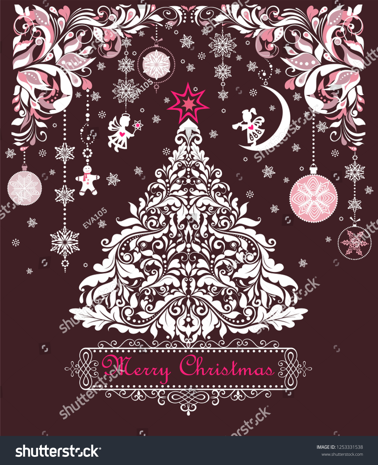 Ornate Vintage Sweet Christmas Greeting Card Royalty Free Stock Image
