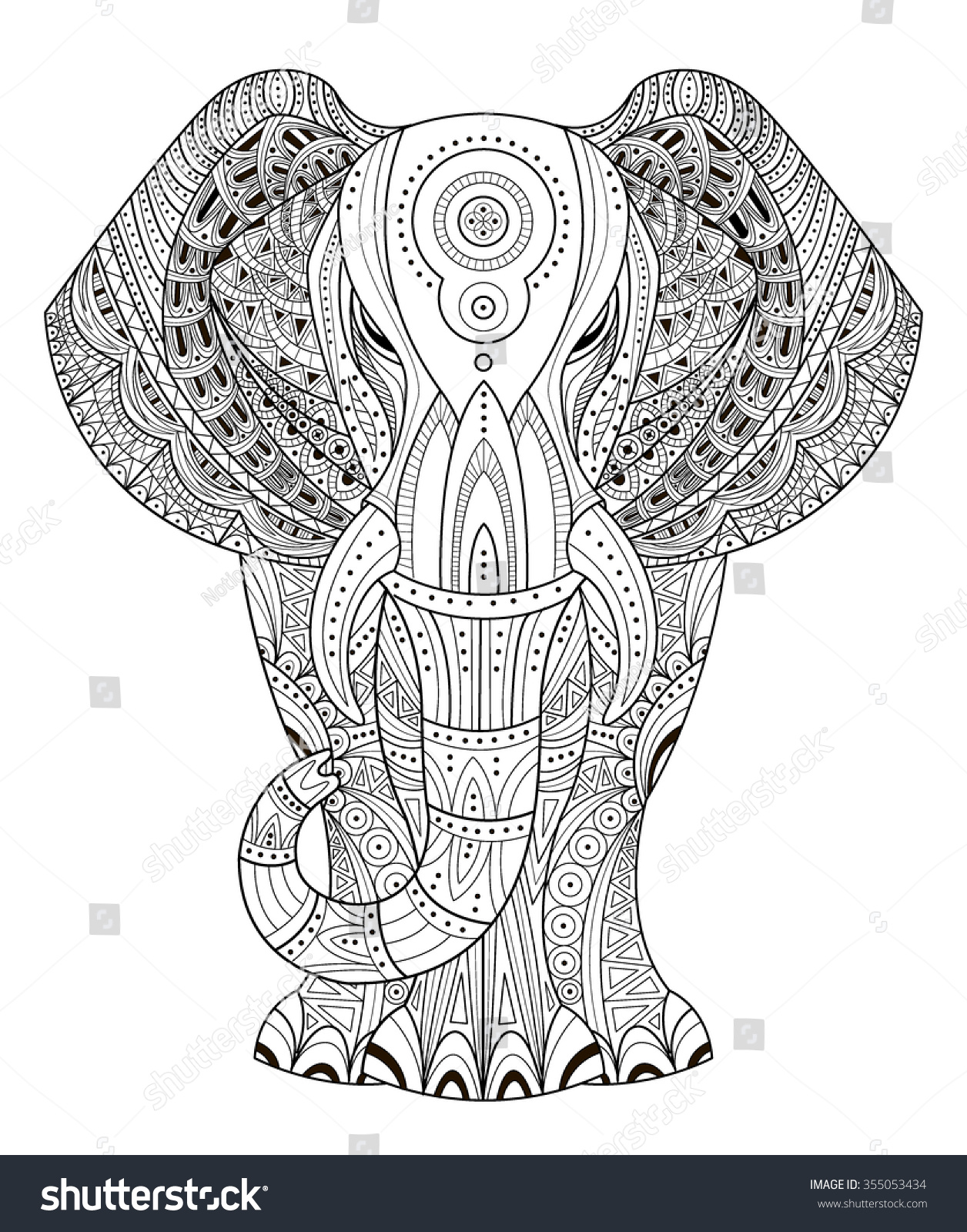 SVG of Ornated Elephant Vector illustration in Zentangle style. Hand drawn design elements. svg