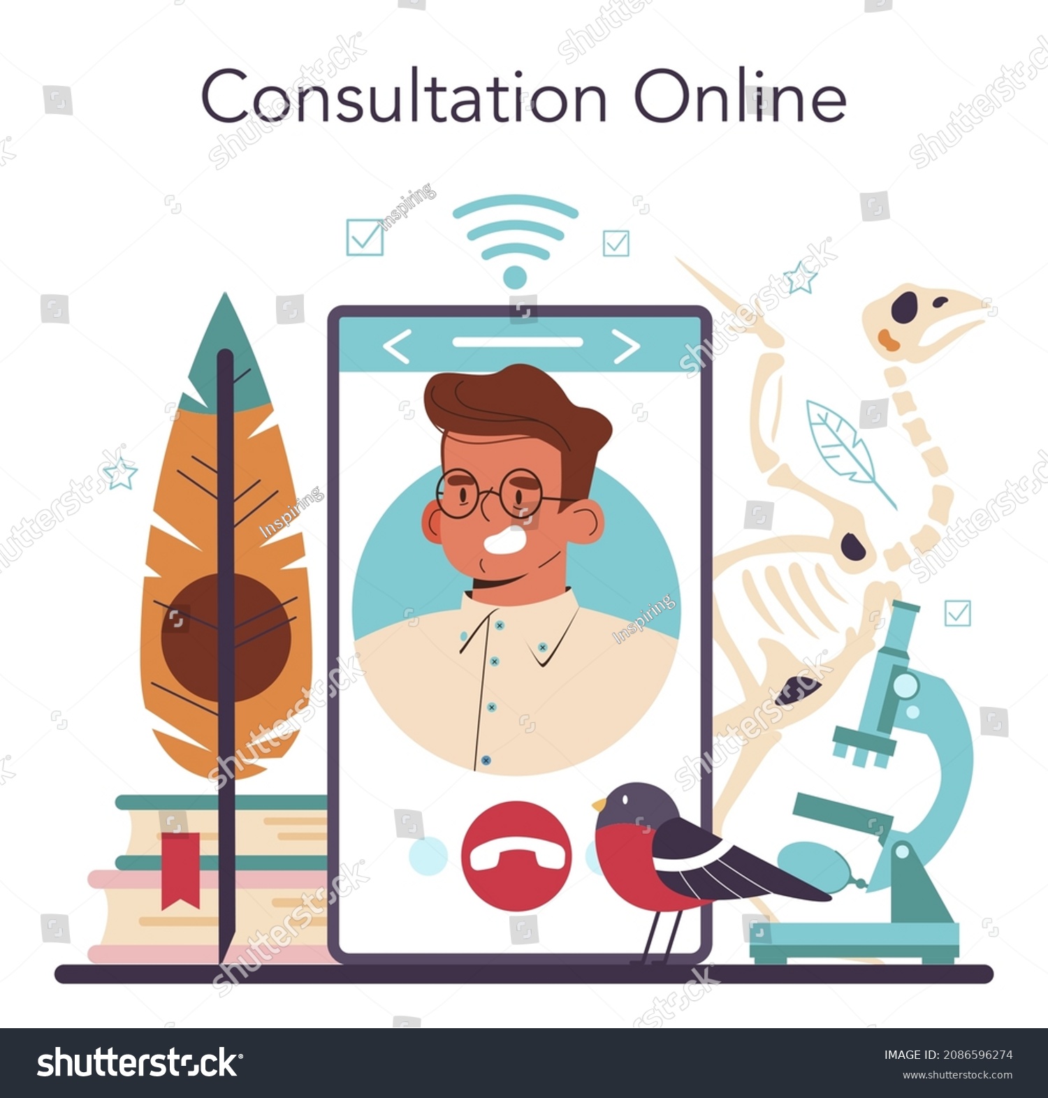 Ornithologist Online Service Platform Professional Scientist Stock Vector Royalty Free 2086596274