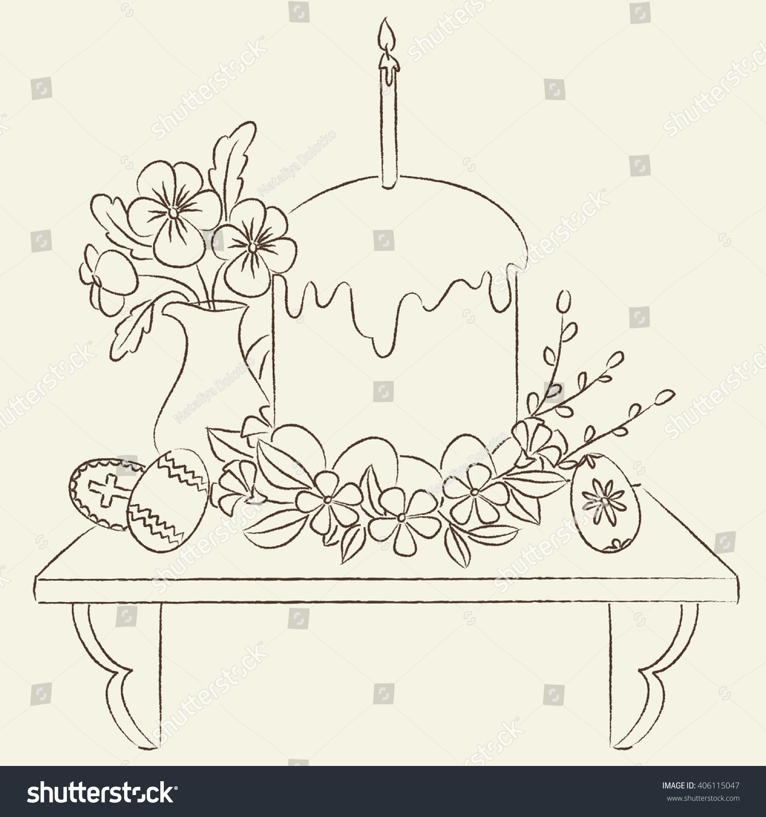 Orthodox Easter Illustration Line Art Illustration Stock Vector